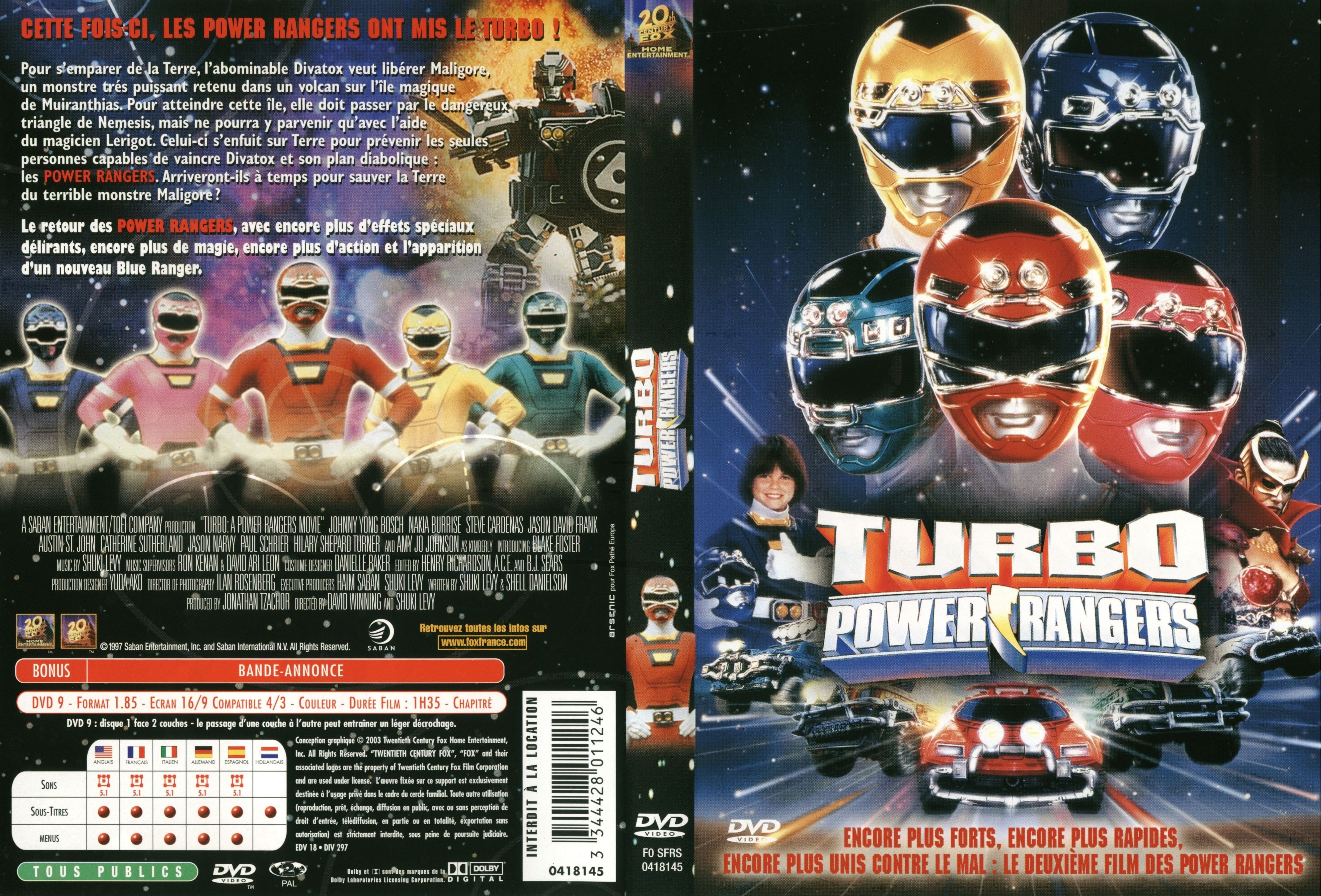 Jaquette DVD de Turbo power rangers Cinéma Passion