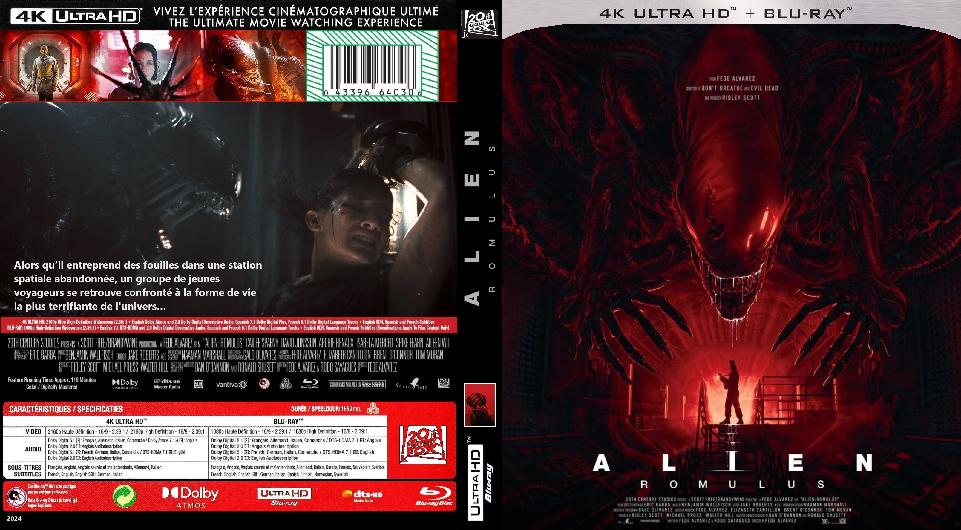 Jaquette DVD Alien Romulus 4K custom (BLU-RAY)