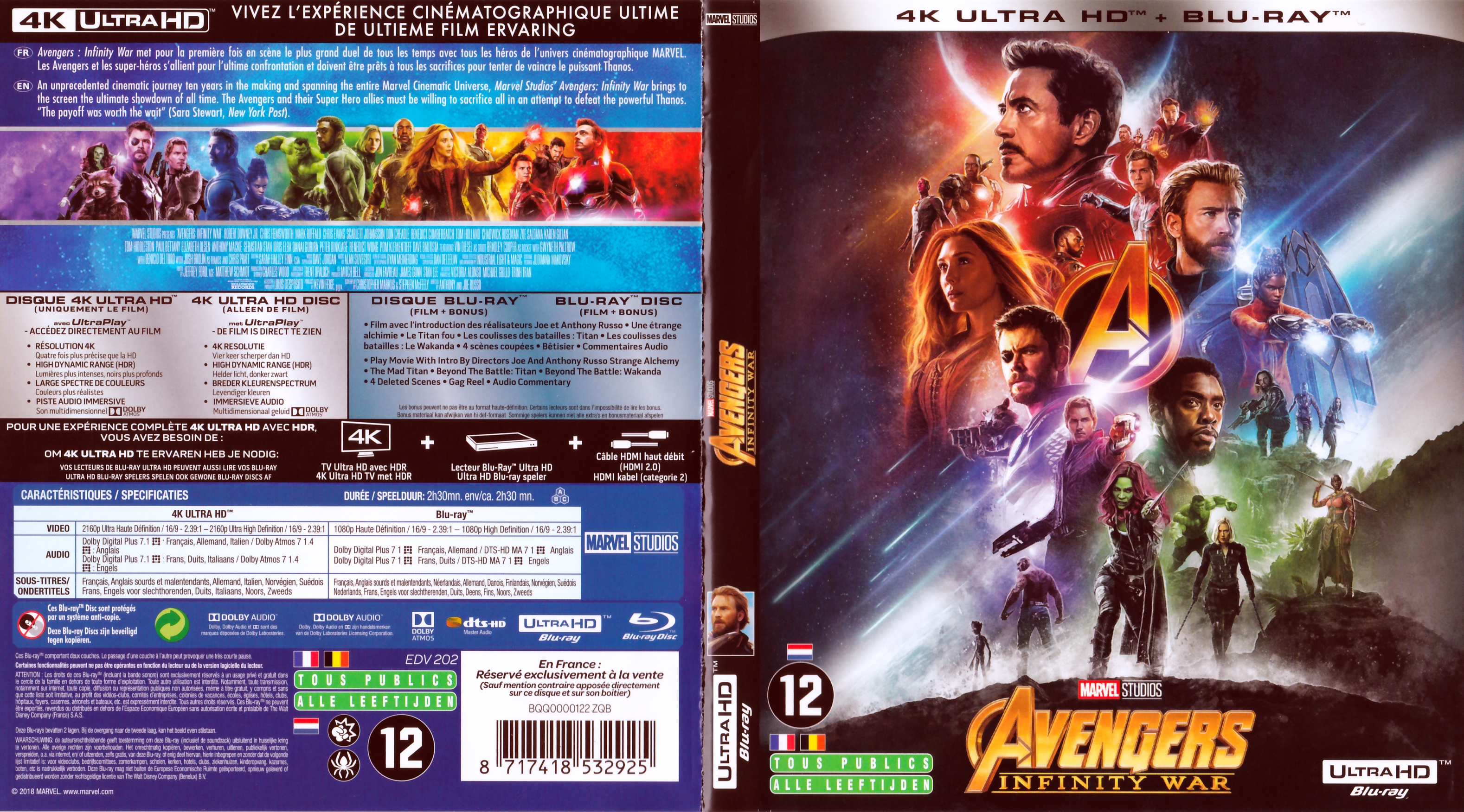 Jaquette DVD Avengers: Infinity War 4K (BLU-RAY)