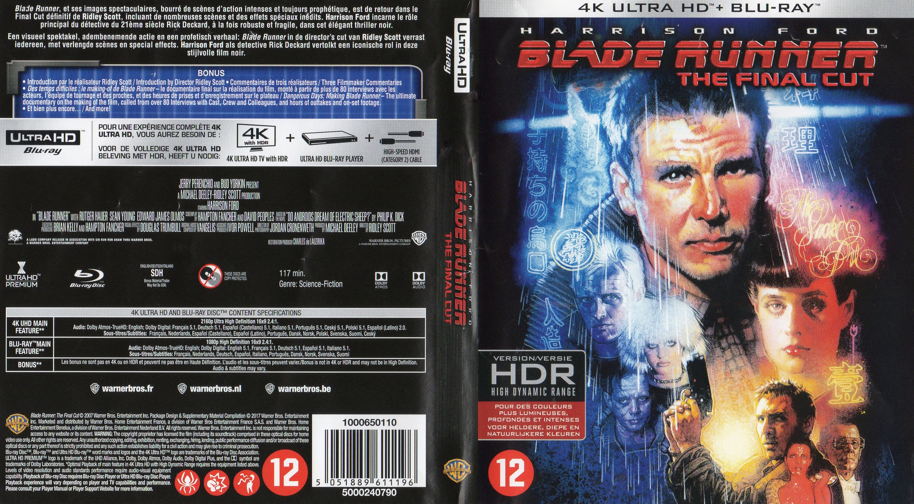 Jaquette DVD Blade runner 4K (BLU-RAY)