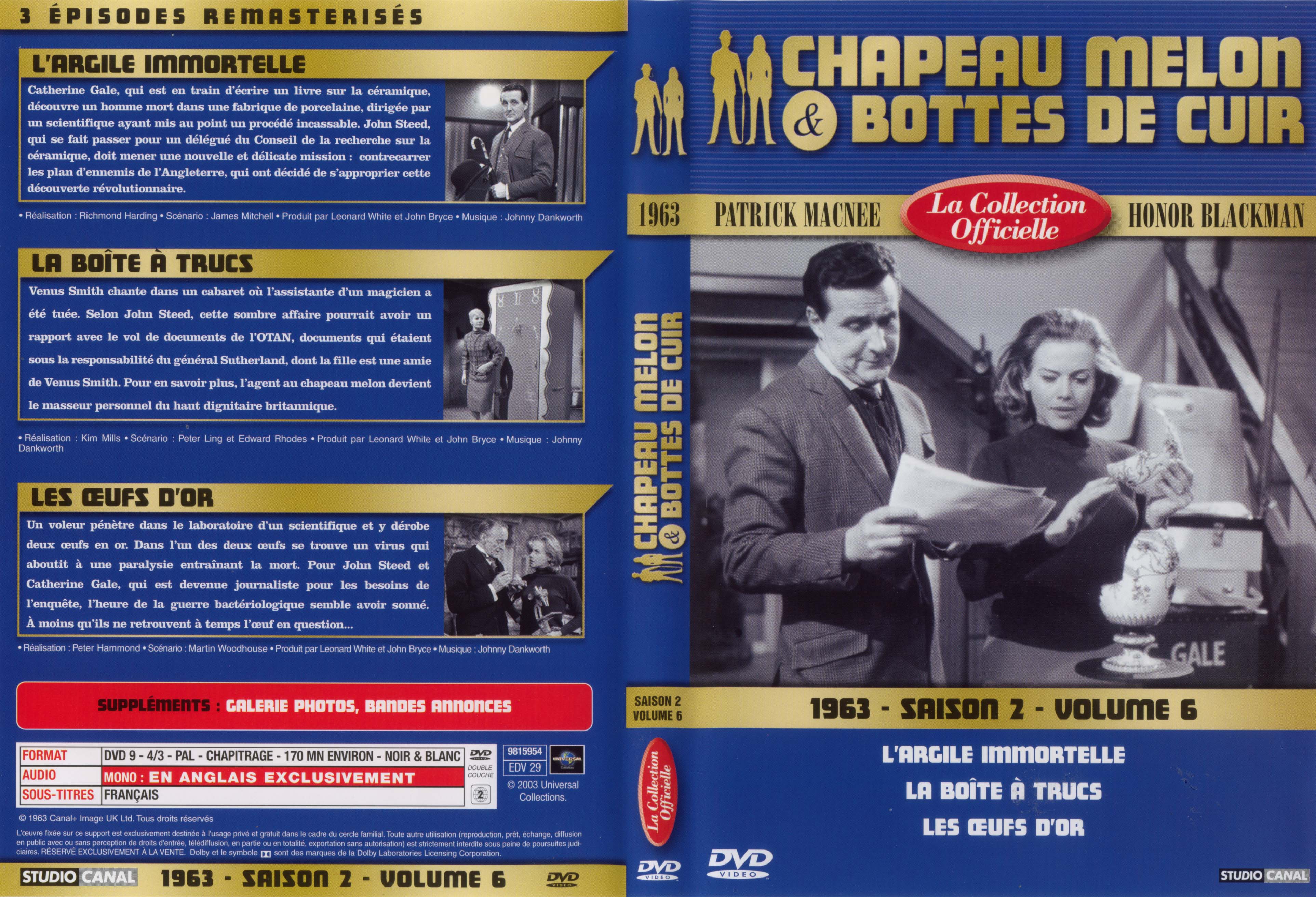 Jaquette DVD Chapeau melon et bottes de cuir 1963 saison 2 vol 6