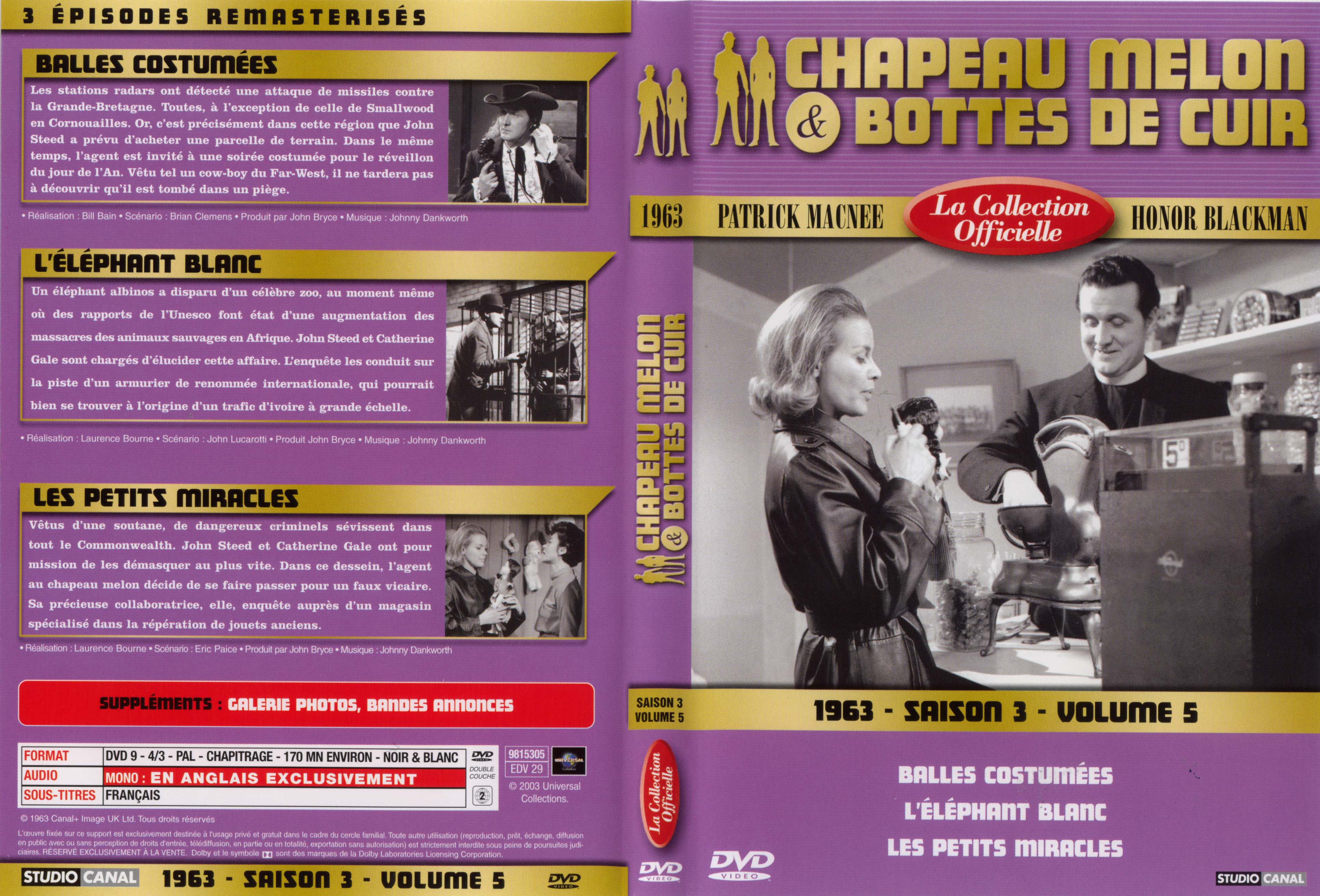 Jaquette DVD Chapeau melon et bottes de cuir 1963 saison 3 vol 5