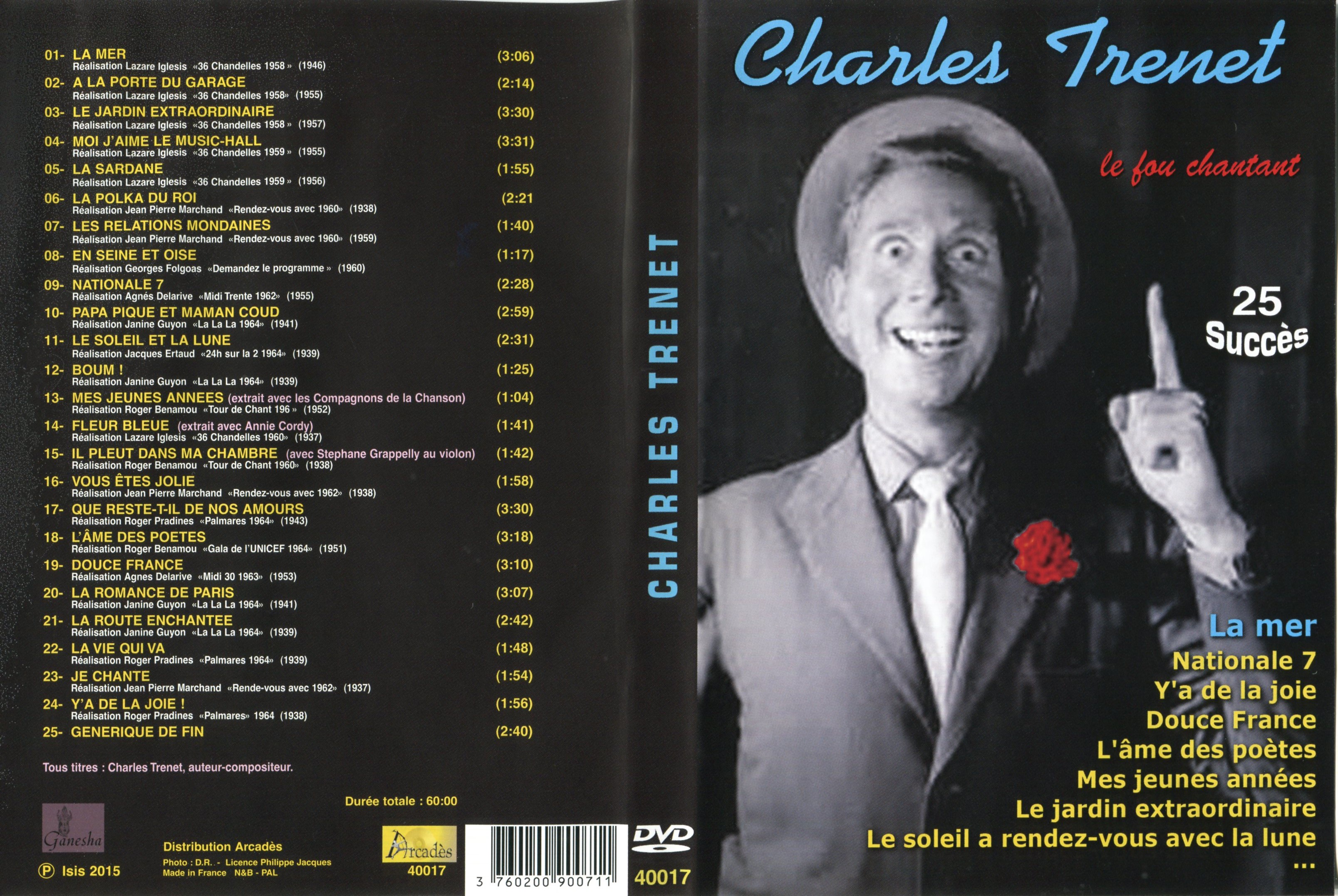 Jaquette DVD Charles Trenet le fou chantant