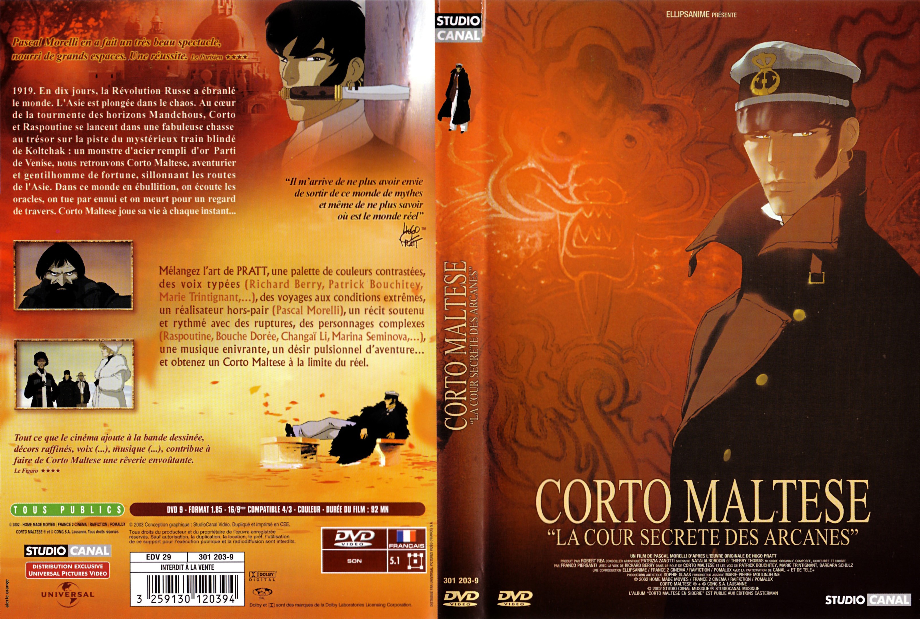Jaquette DVD Corto Maltese - la cour secrete des arcanes