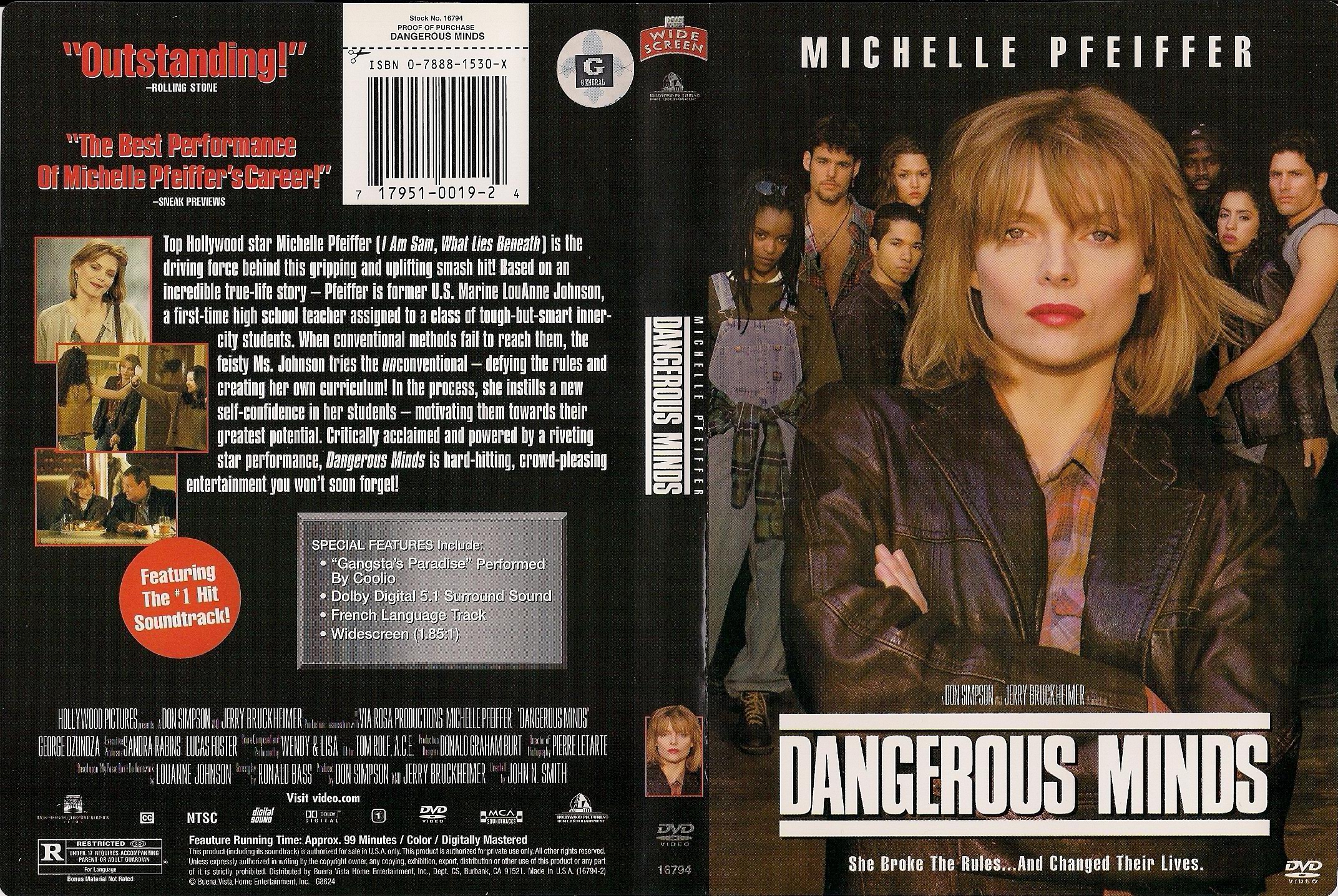 Jaquette DVD Dangerous minds (Canadienne)