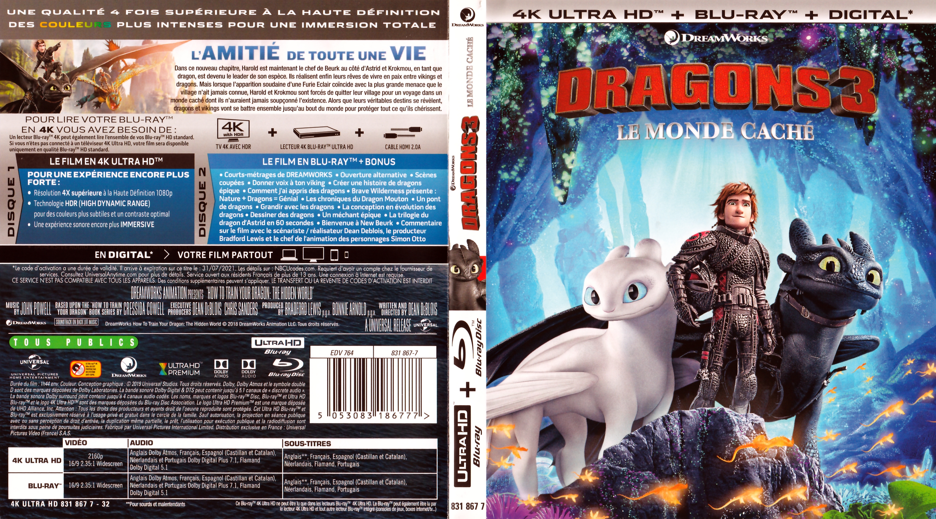 Jaquette DVD Dragons 3 4K (BLU-RAY)