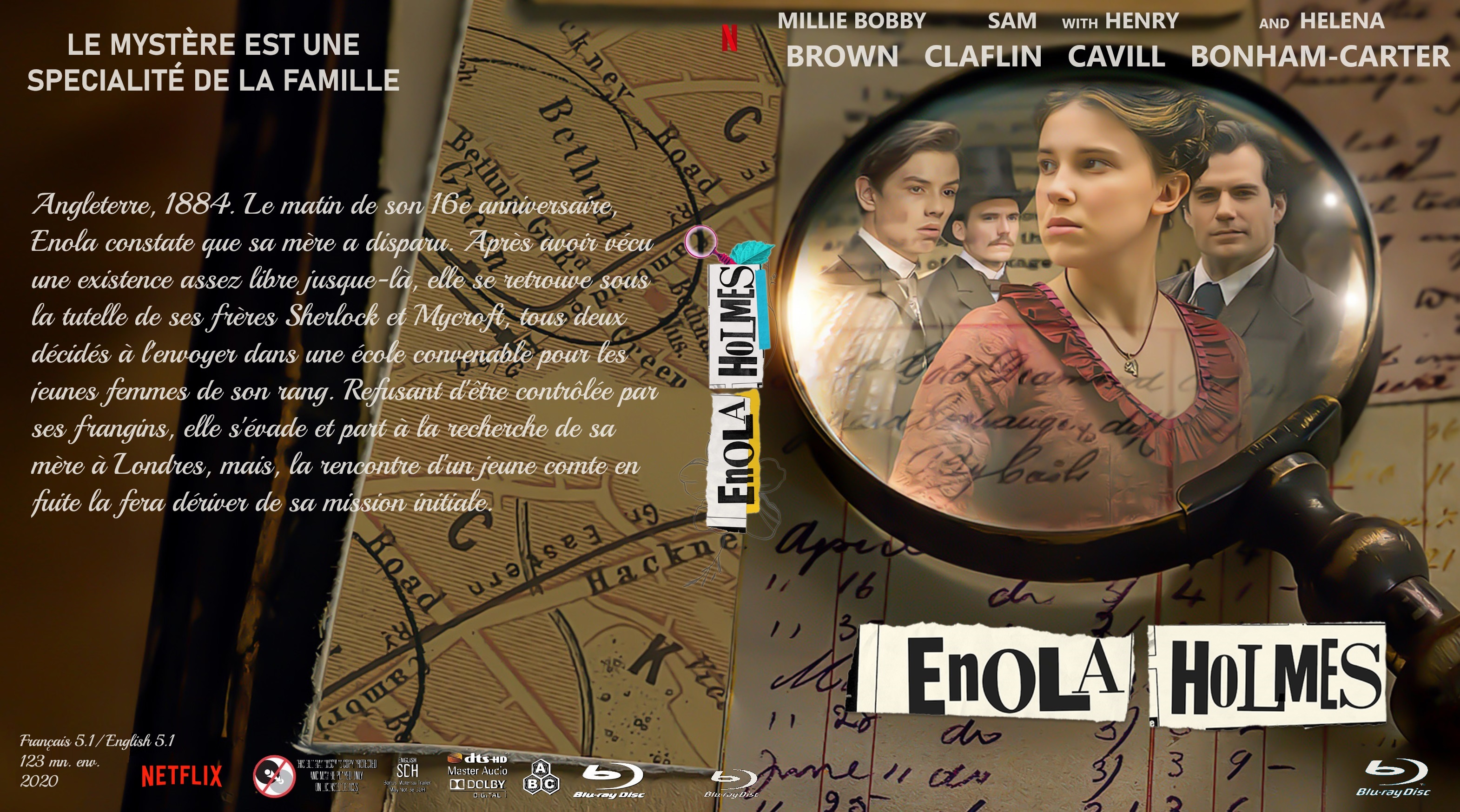 Jaquette DVD Enola Holmes custom (BLU-RAY)