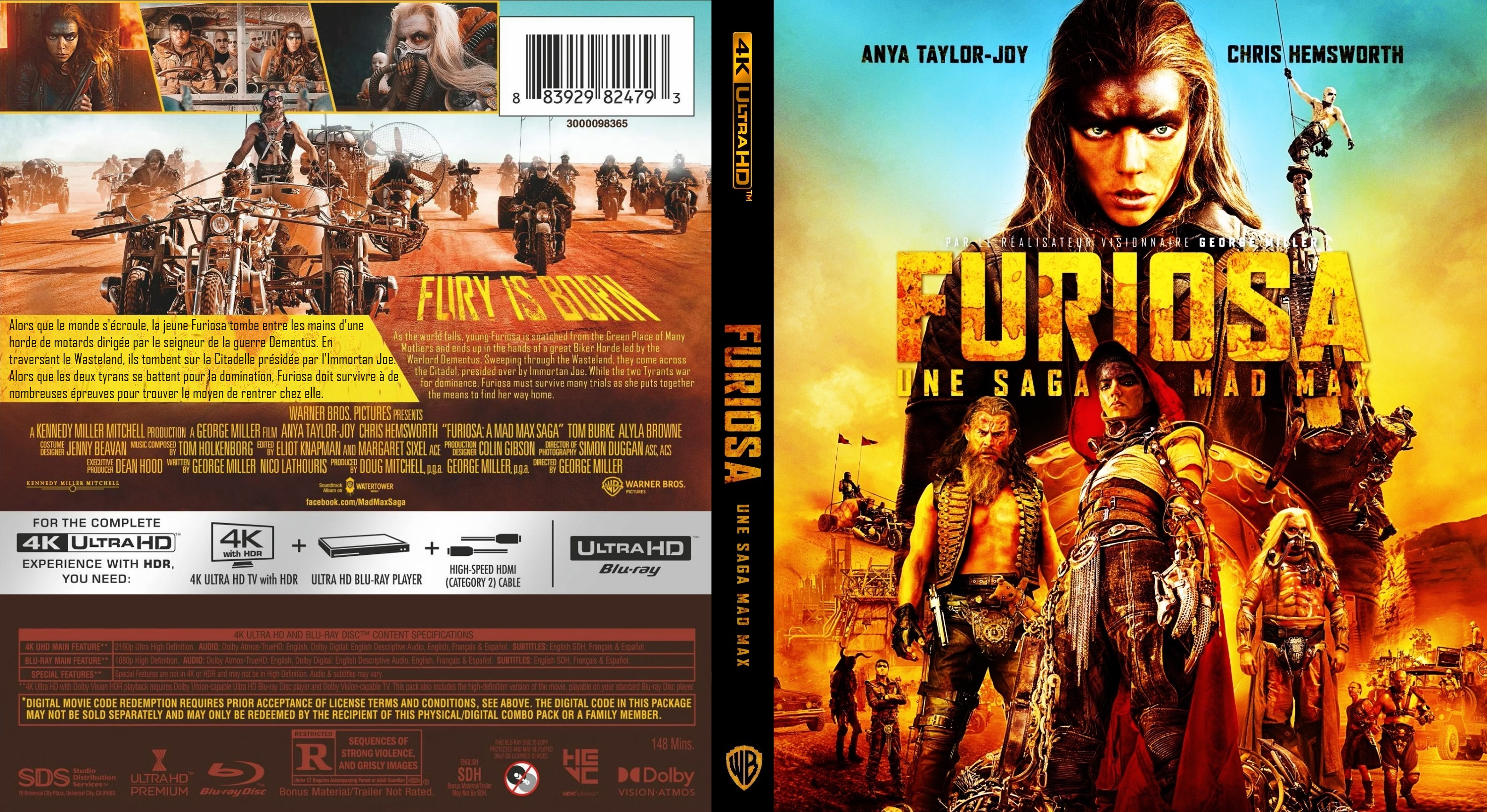 Jaquette DVD Furiosa une saga Mad Max custom 4K (BLU-RAY)