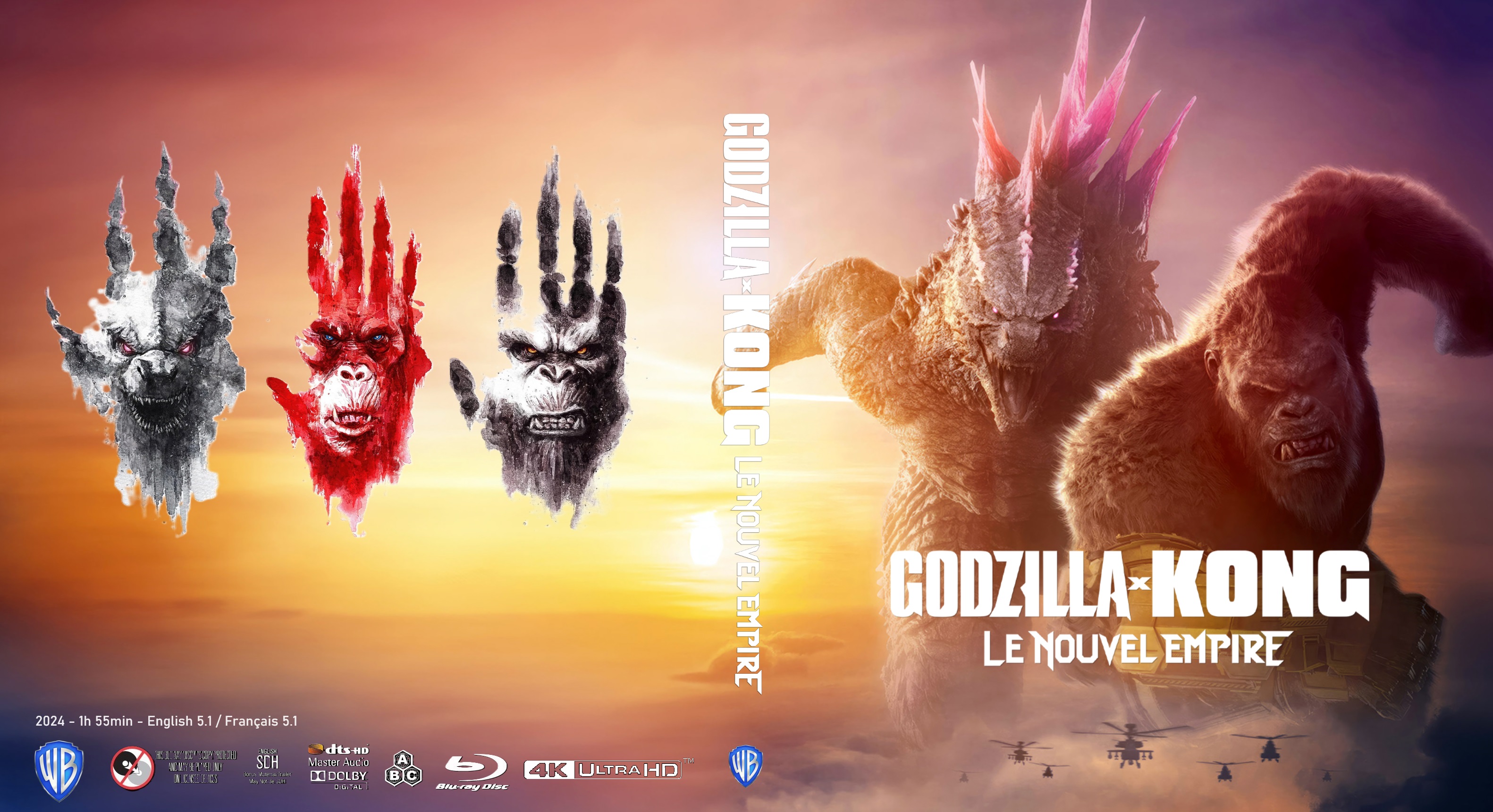 Jaquette DVD Godzilla X Kong Le Nouvel Empire custom 4K (BLU-RAY)