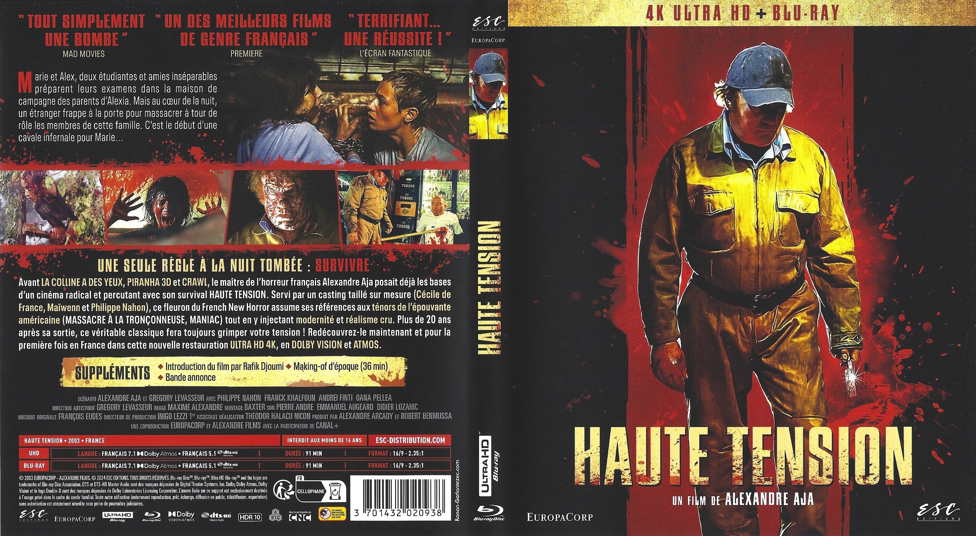 Jaquette DVD Haute tension 4K (BLU-RAY)