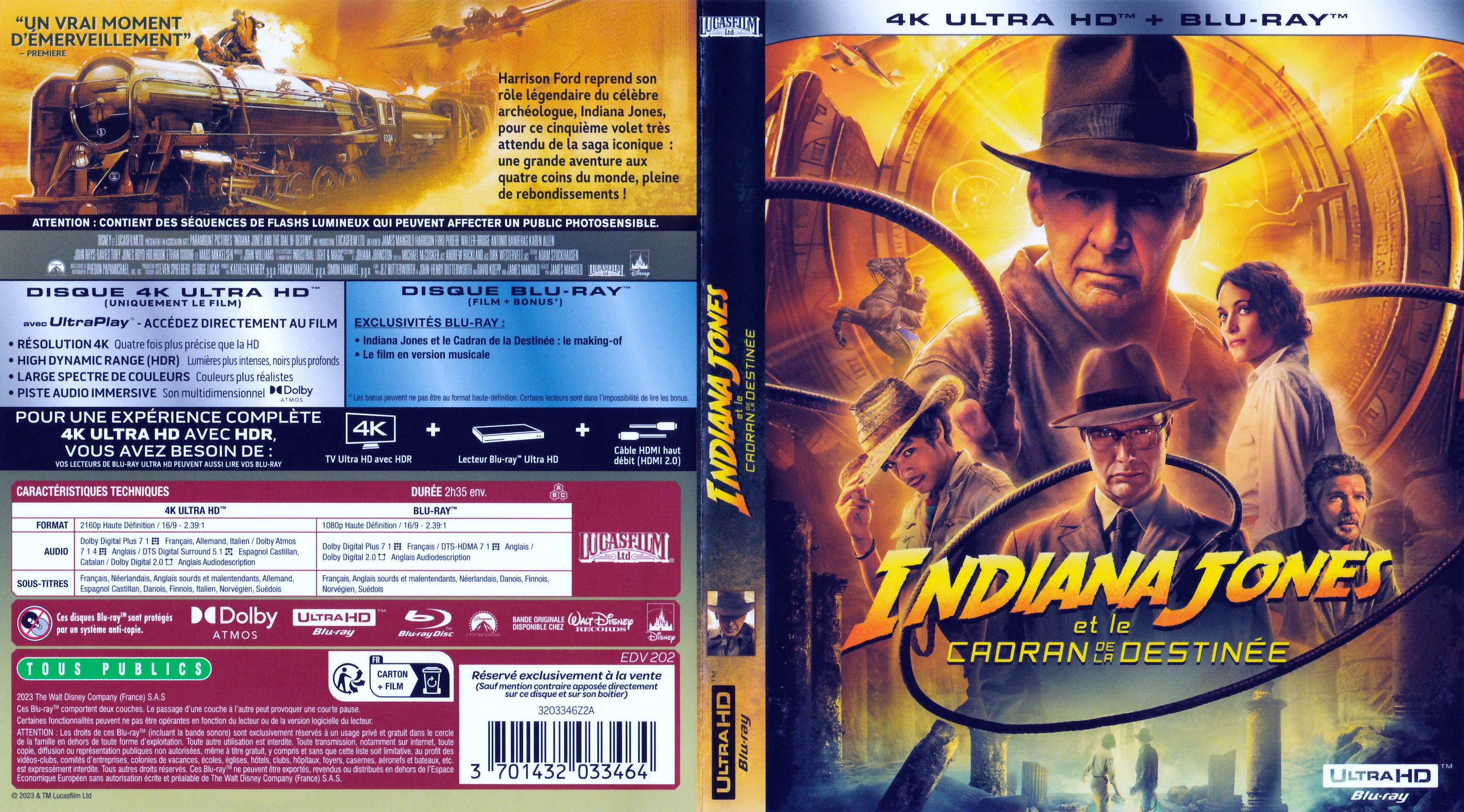 Jaquette DVD Indiana Jones et le cadran de la destine (BLU-RAY)