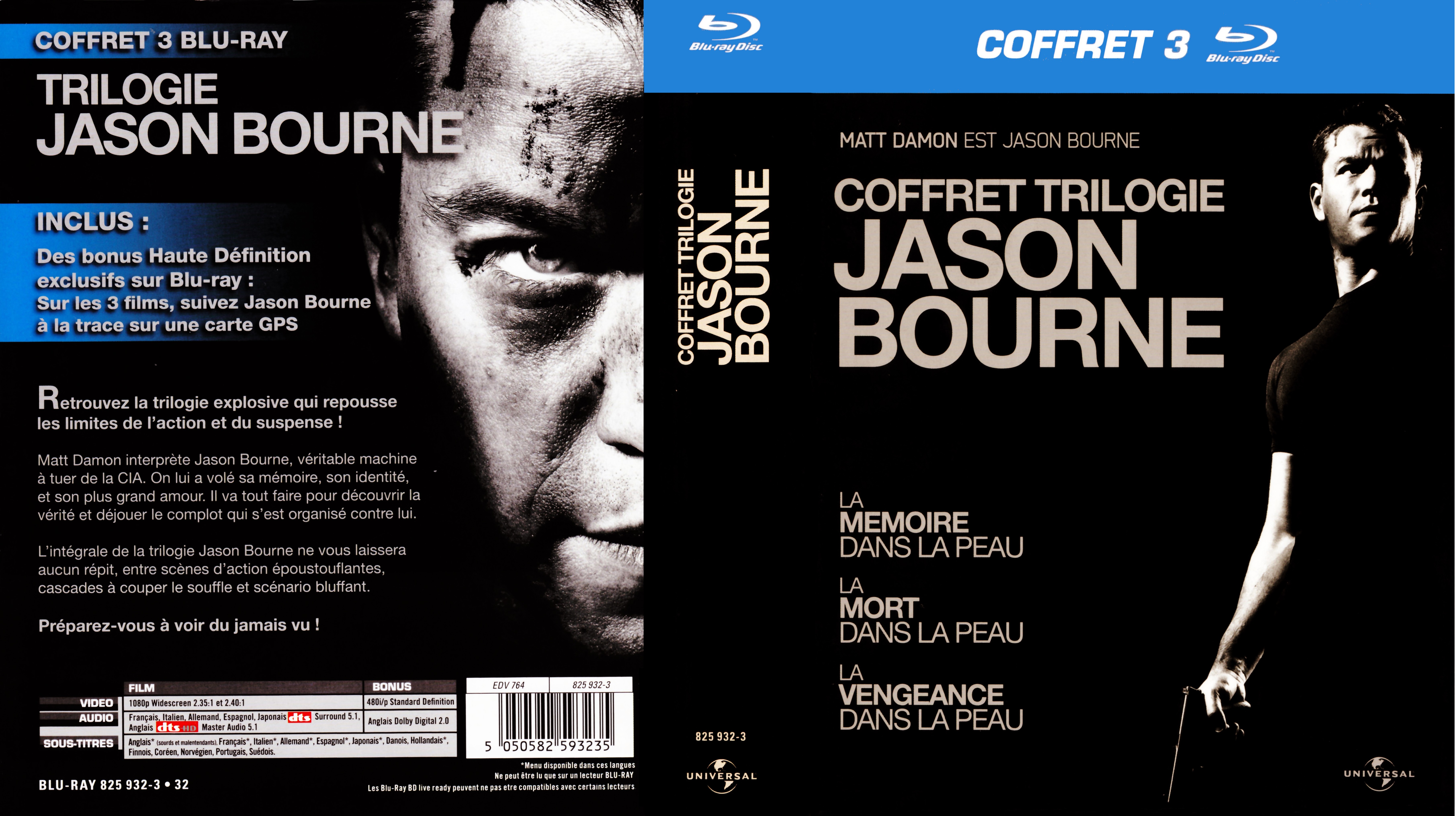 Jaquette Dvd De Jason Bourne Trilogie Coffret Blu Ray Cinéma Passion