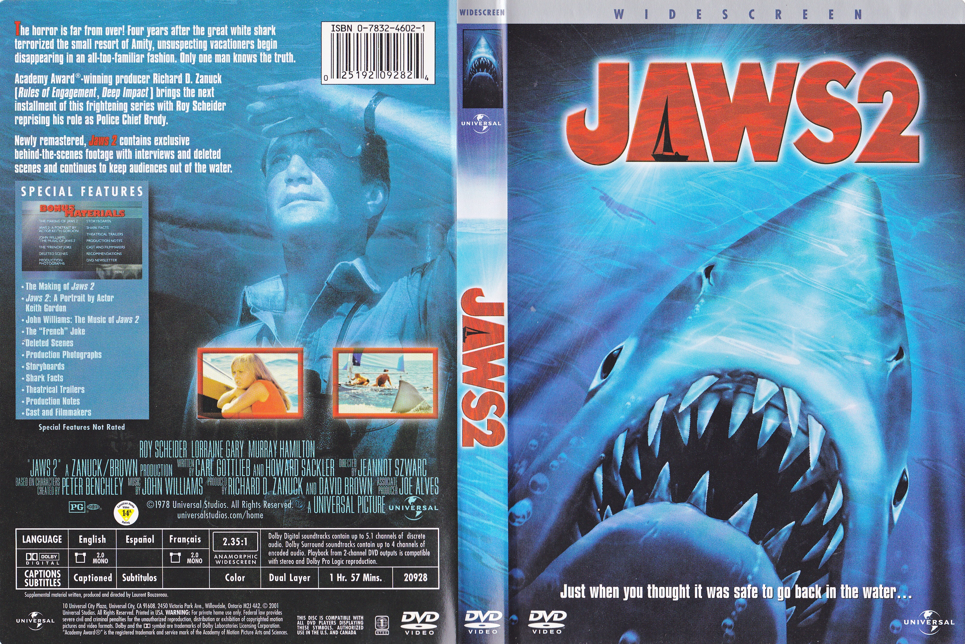 Jaquette DVD Jaws 2 (Canadienne)