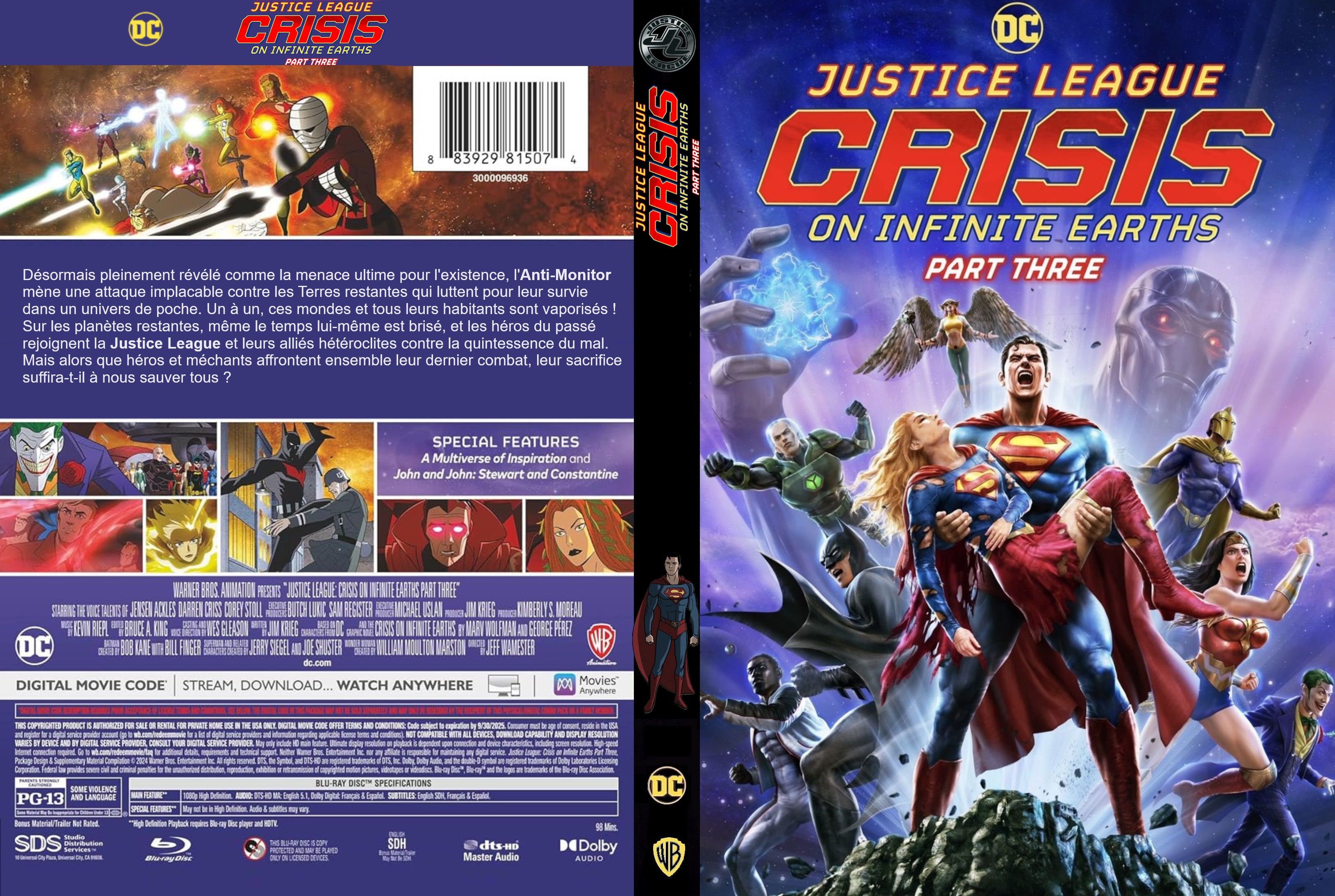 Jaquette DVD Justice League Crisis on infinite Earths part three custom