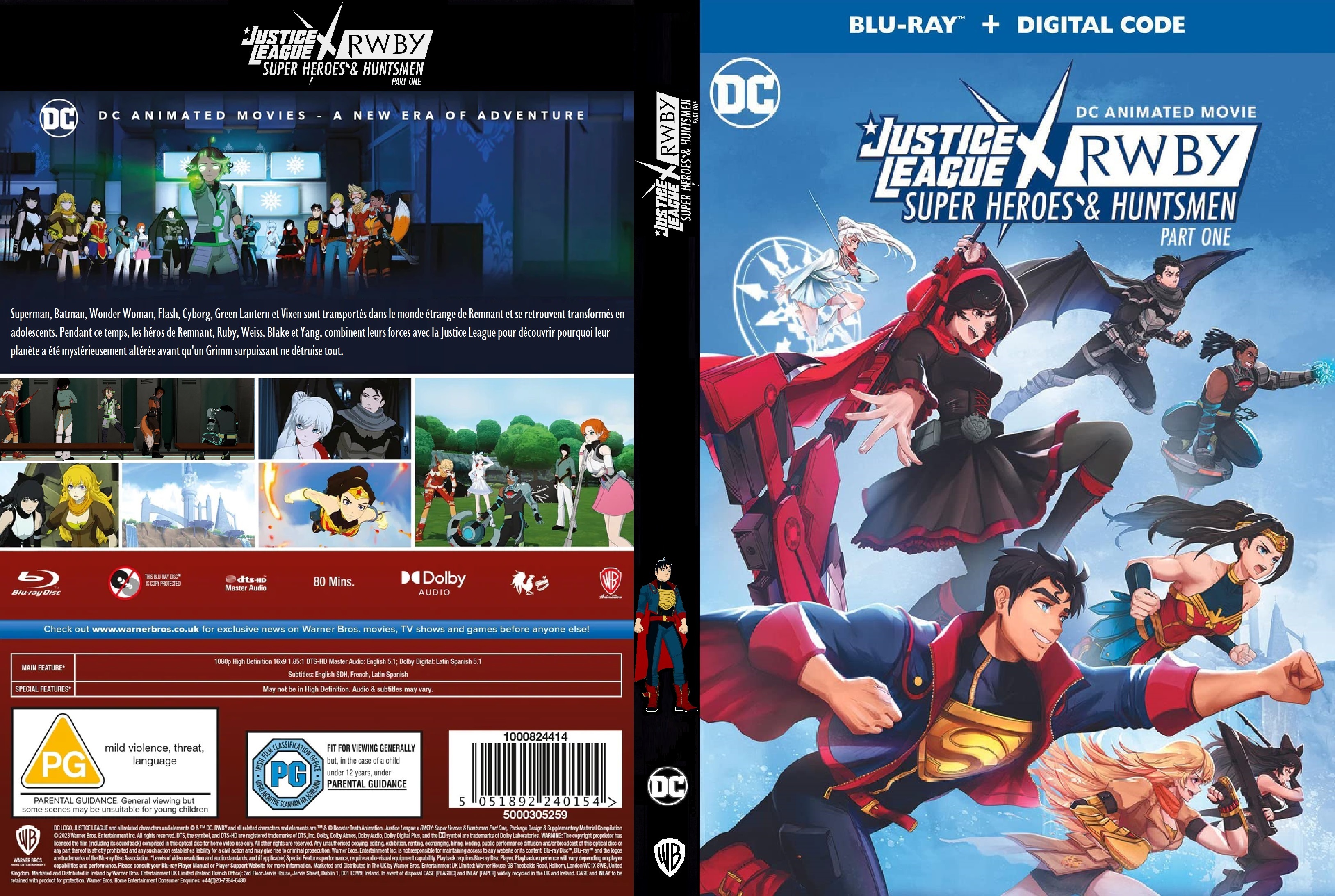 Jaquette DVD Justice League X RWBY super-heroes huntsmen part 1 custom