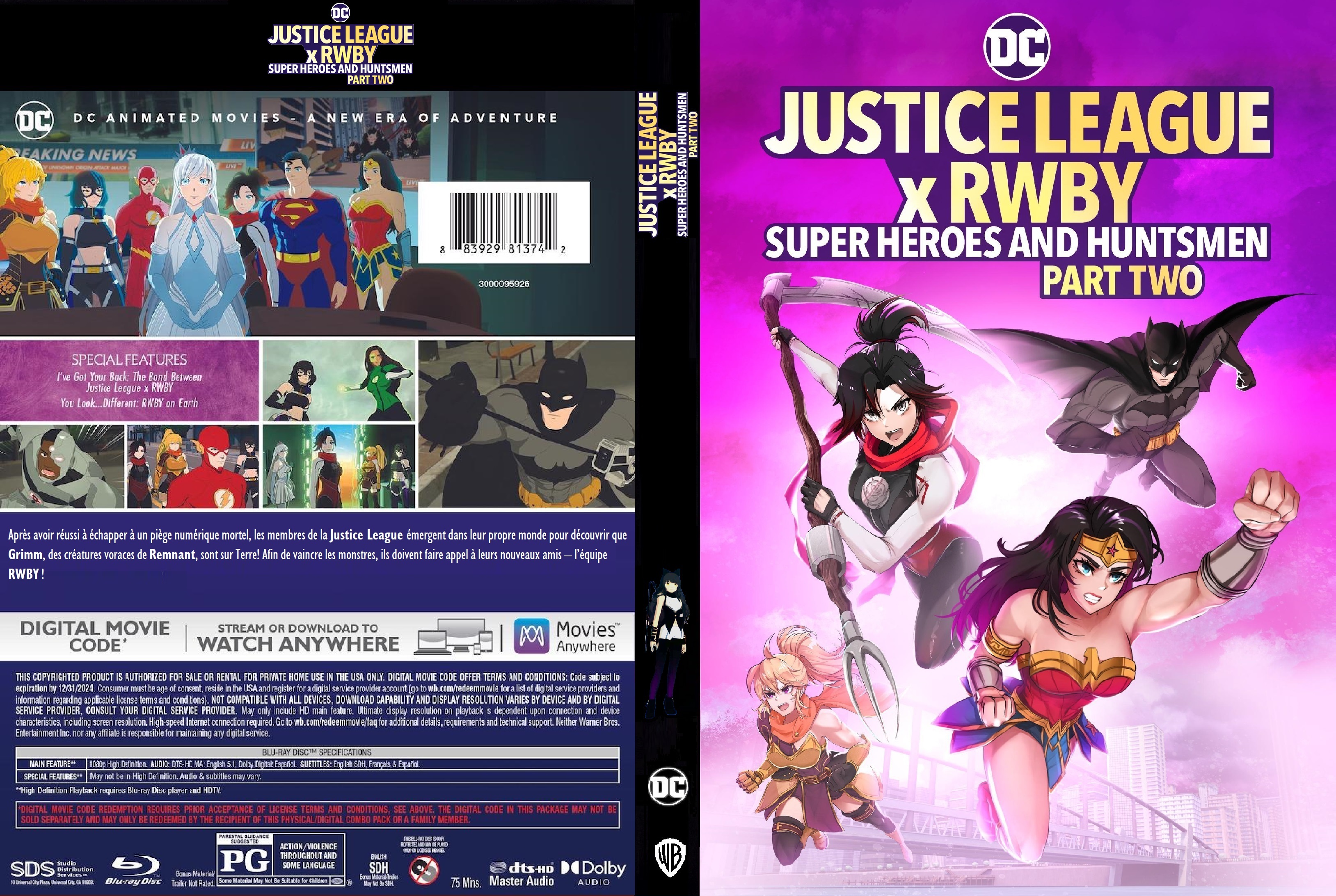 Jaquette DVD Justice League X RWBY super-heroes huntsmen part 2 custom