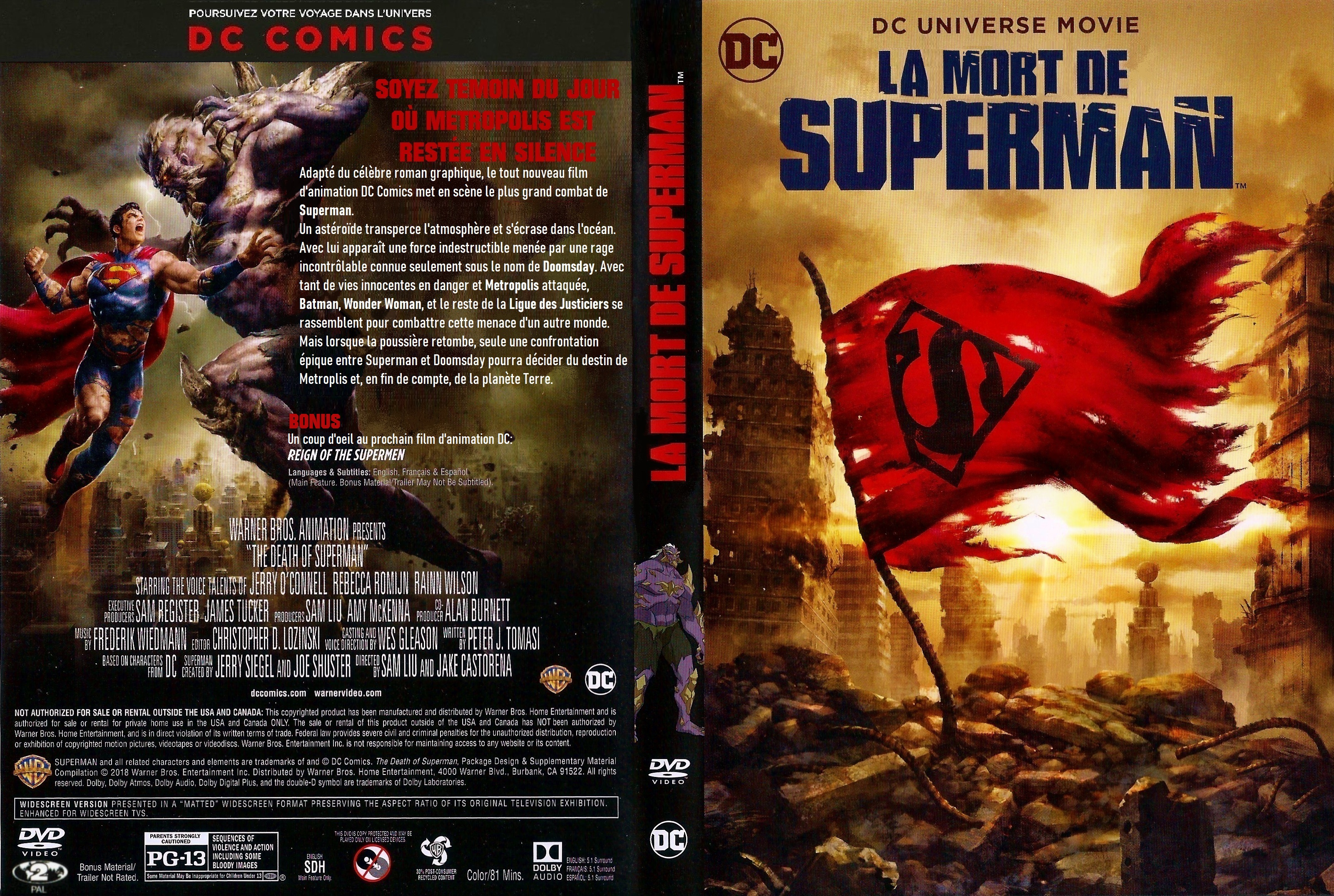 Jaquette DVD La Mort de Superman custom v2