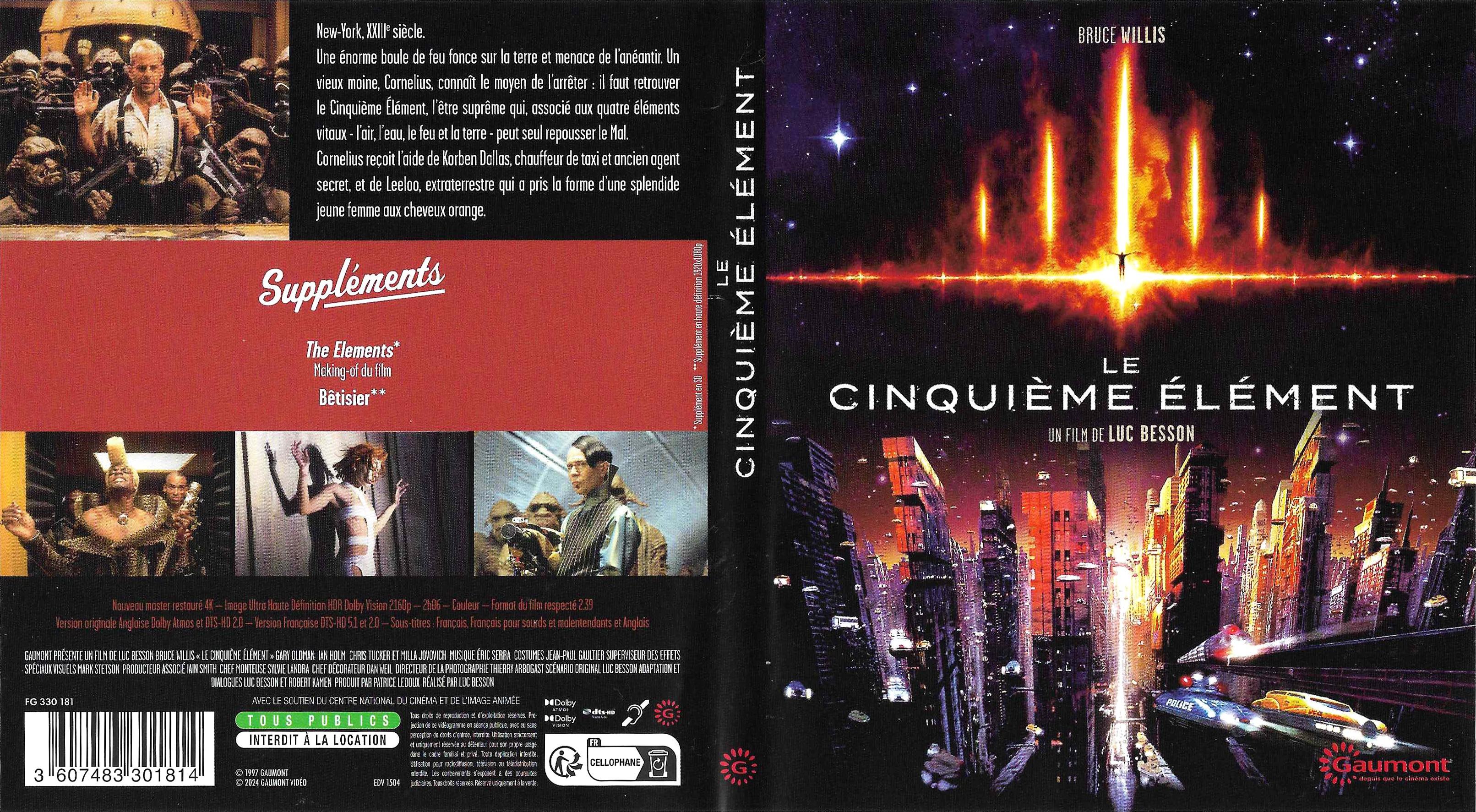 Jaquette DVD Le cinquieme lment 4K (BLU-RAY)