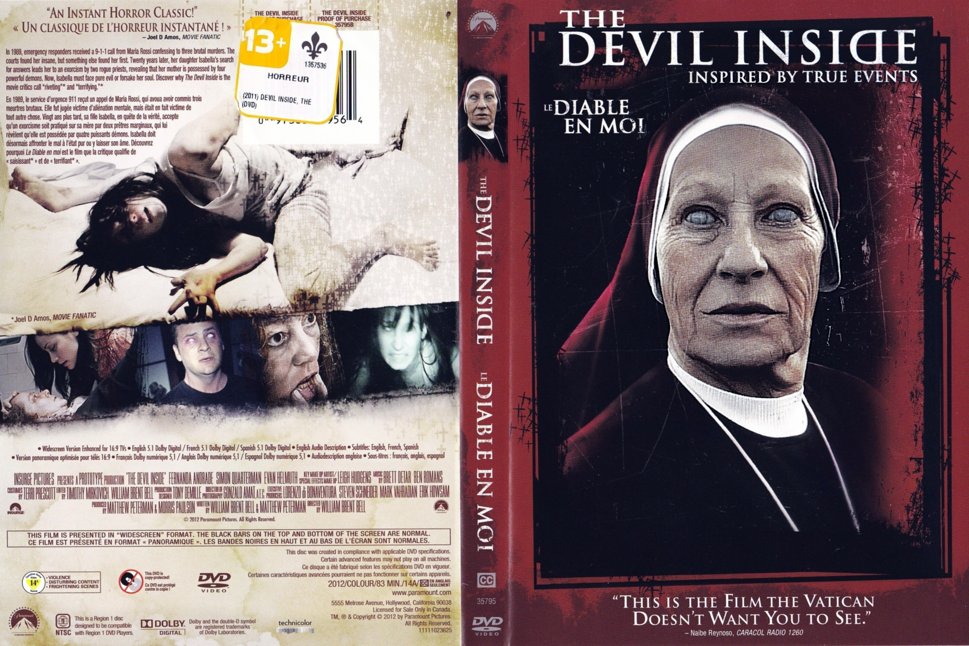 Jaquette DVD Le diable en moi - The Devil Inside (Canadienne)
