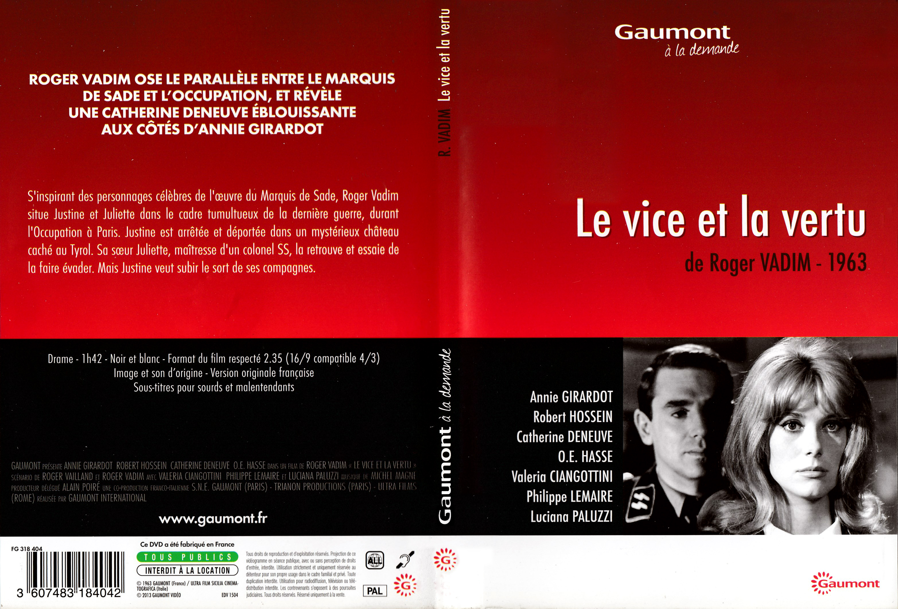 Jaquette DVD Le vice et la vertu