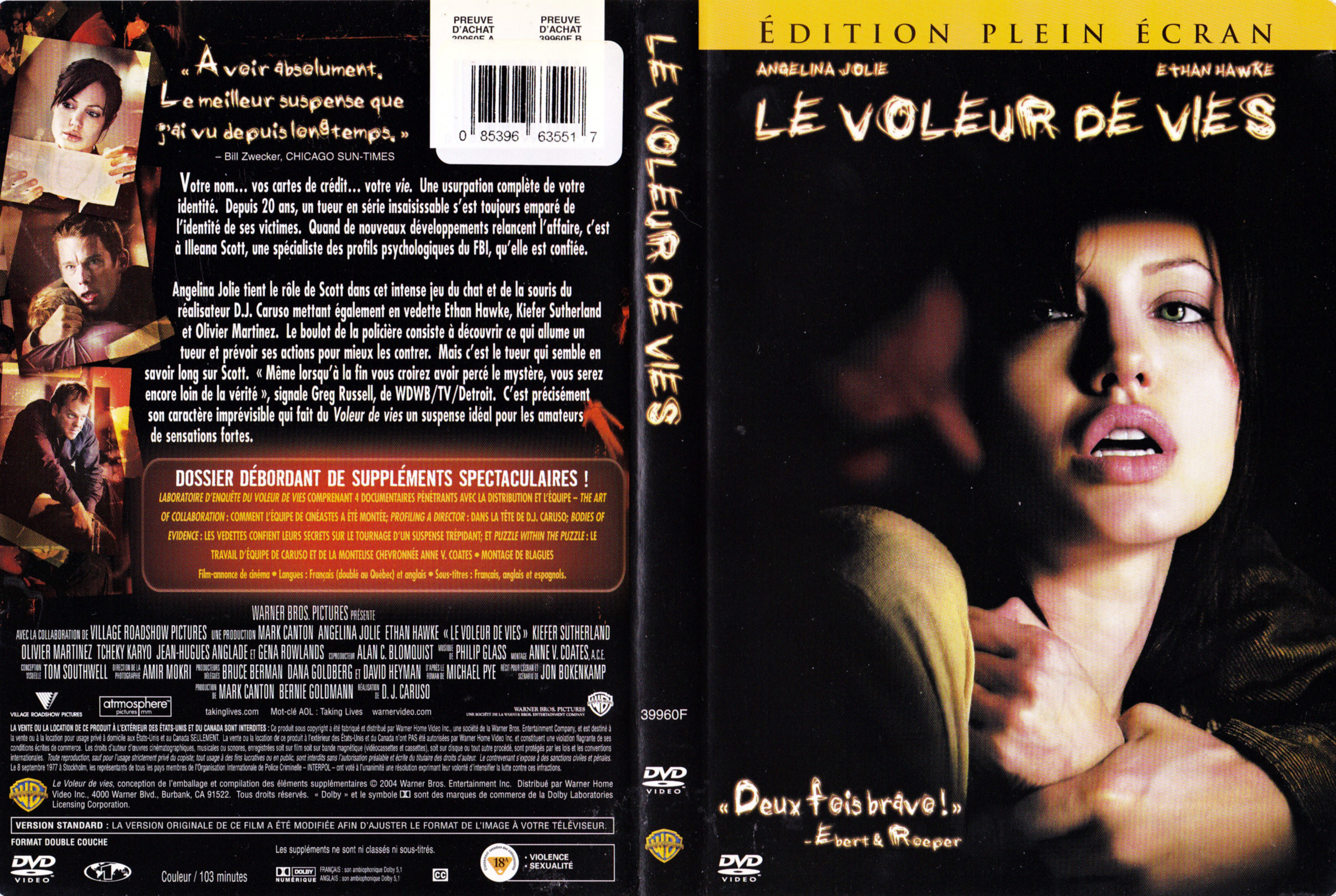 Jaquette DVD de Le voleur de vies (Canadienne)  Cinéma Passion