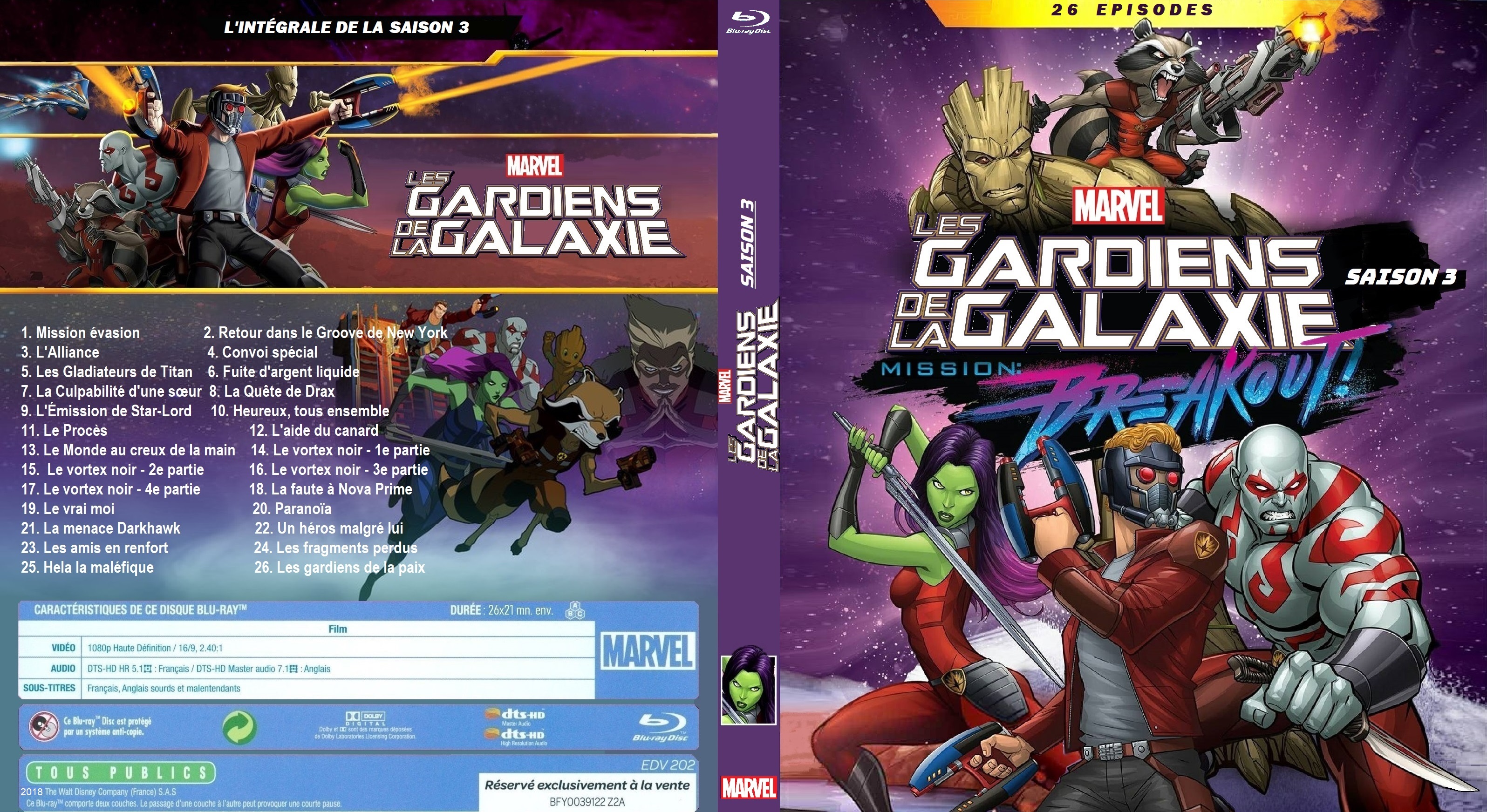 Jaquette DVD Les gardiens de la galaxie saison 3 BLU RAY custom