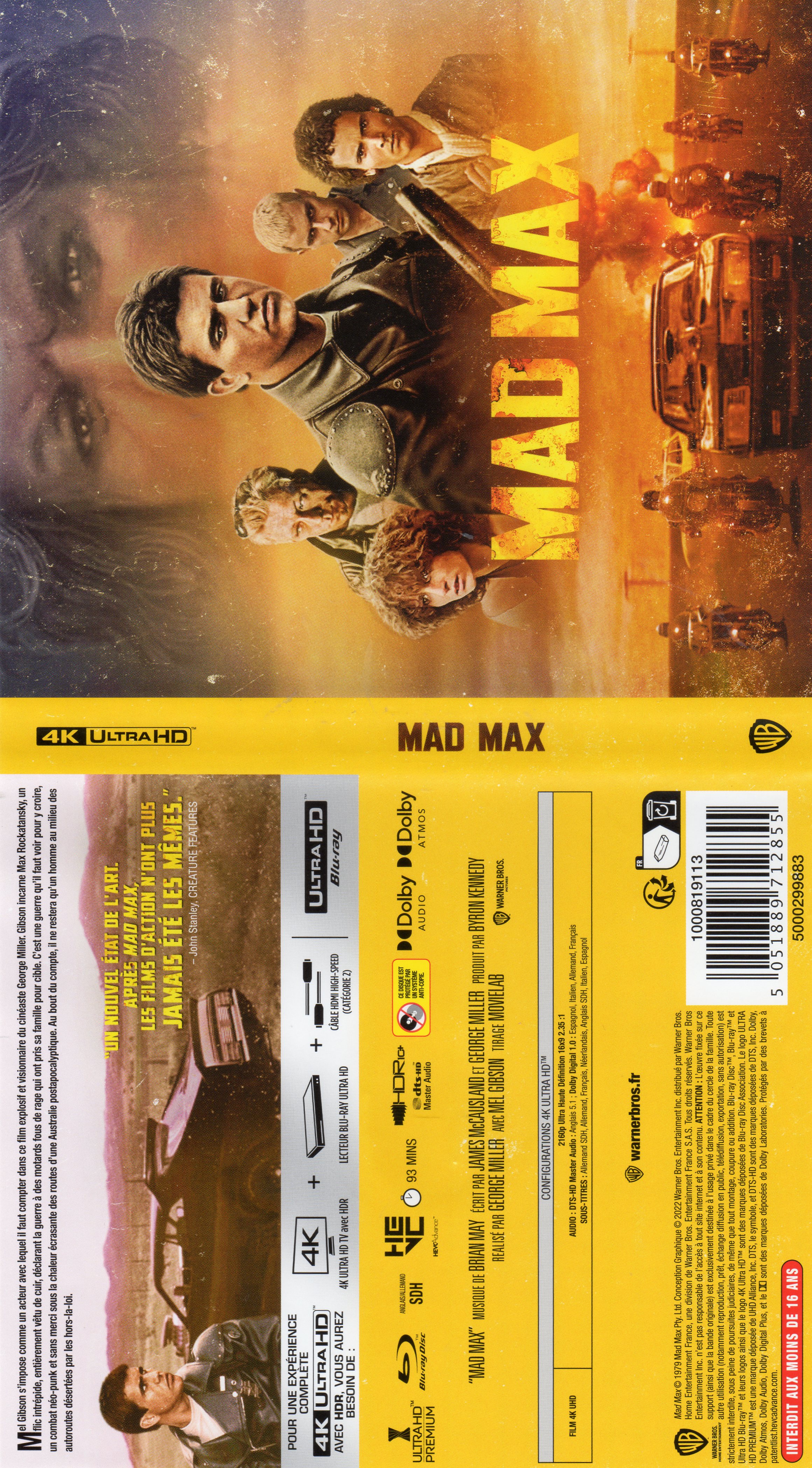 Jaquette DVD Mad max 4K (BLU-RAY)