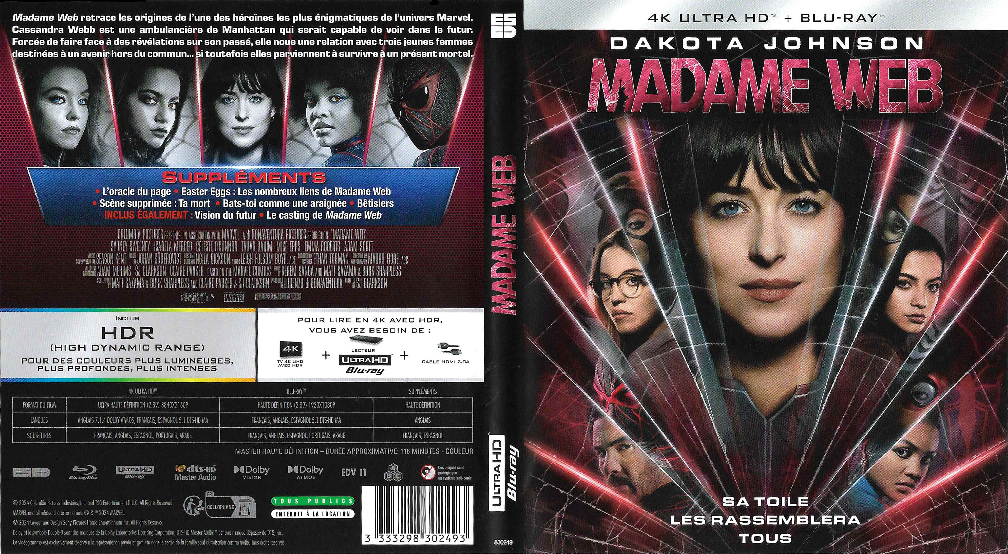 Jaquette DVD Madame Web 4K (BLU-RAY)