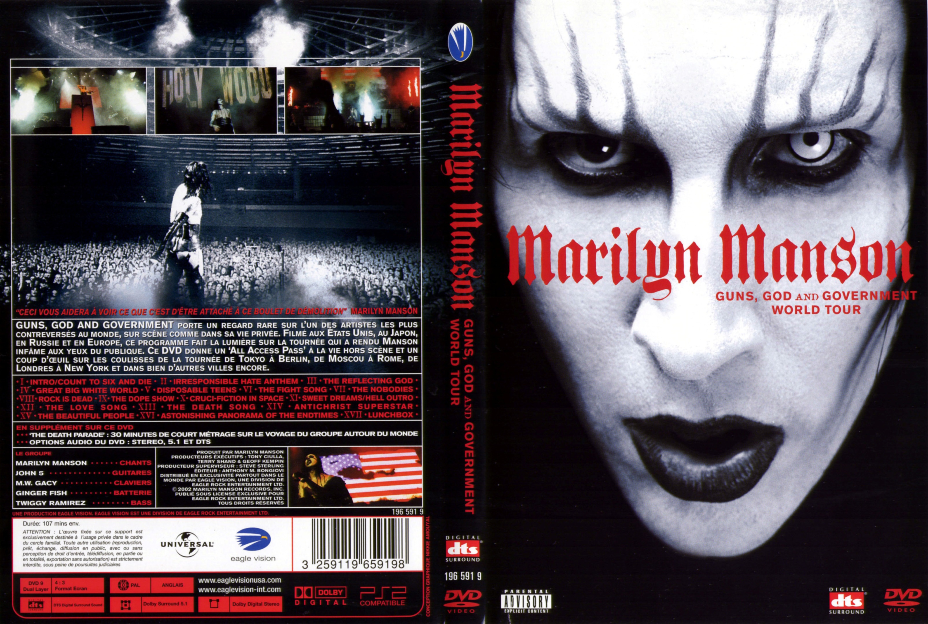 Jaquette DVD Marilyn Manson - guns god and government world tour
