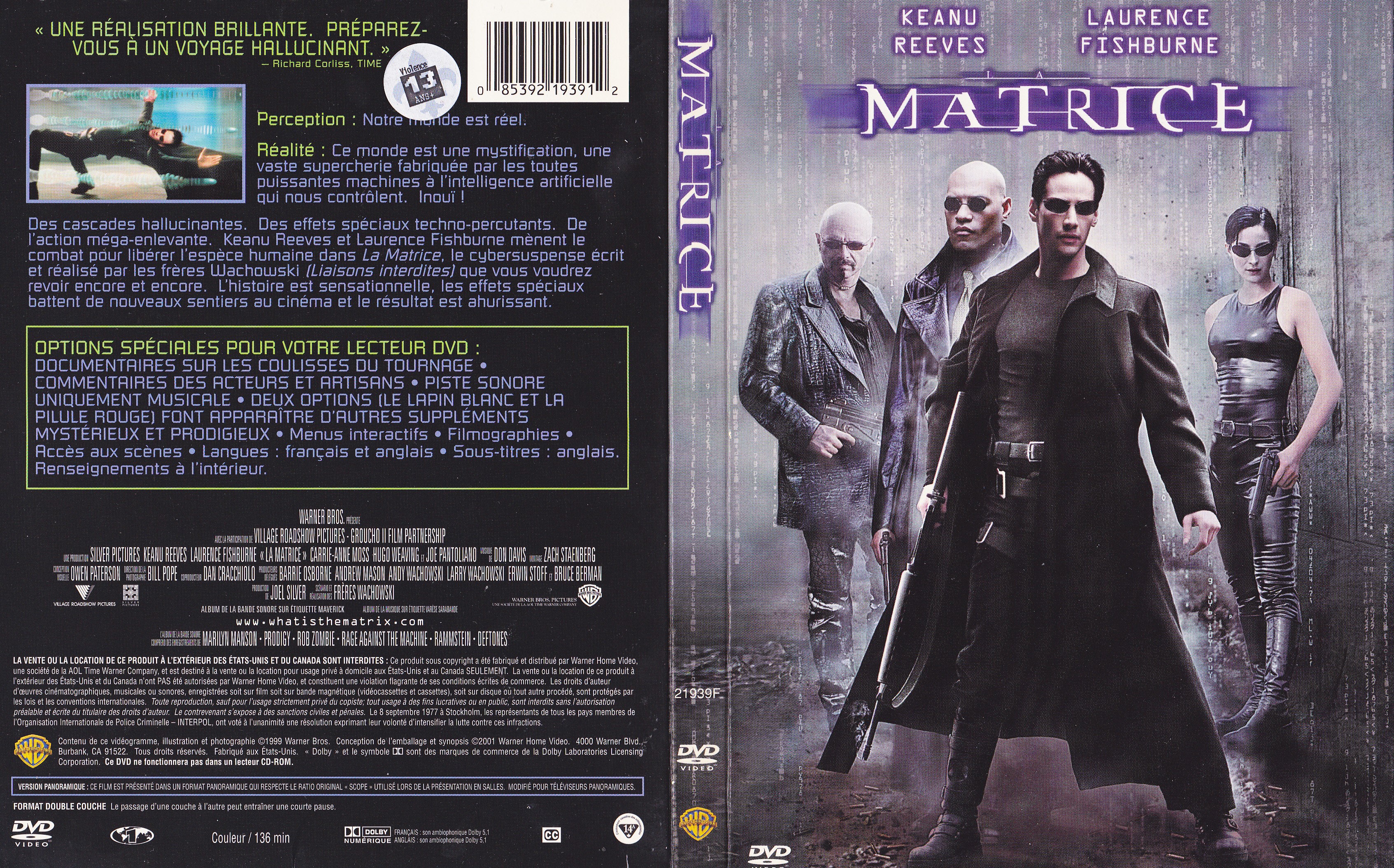 Jaquette DVD Matrice (Canadienne)