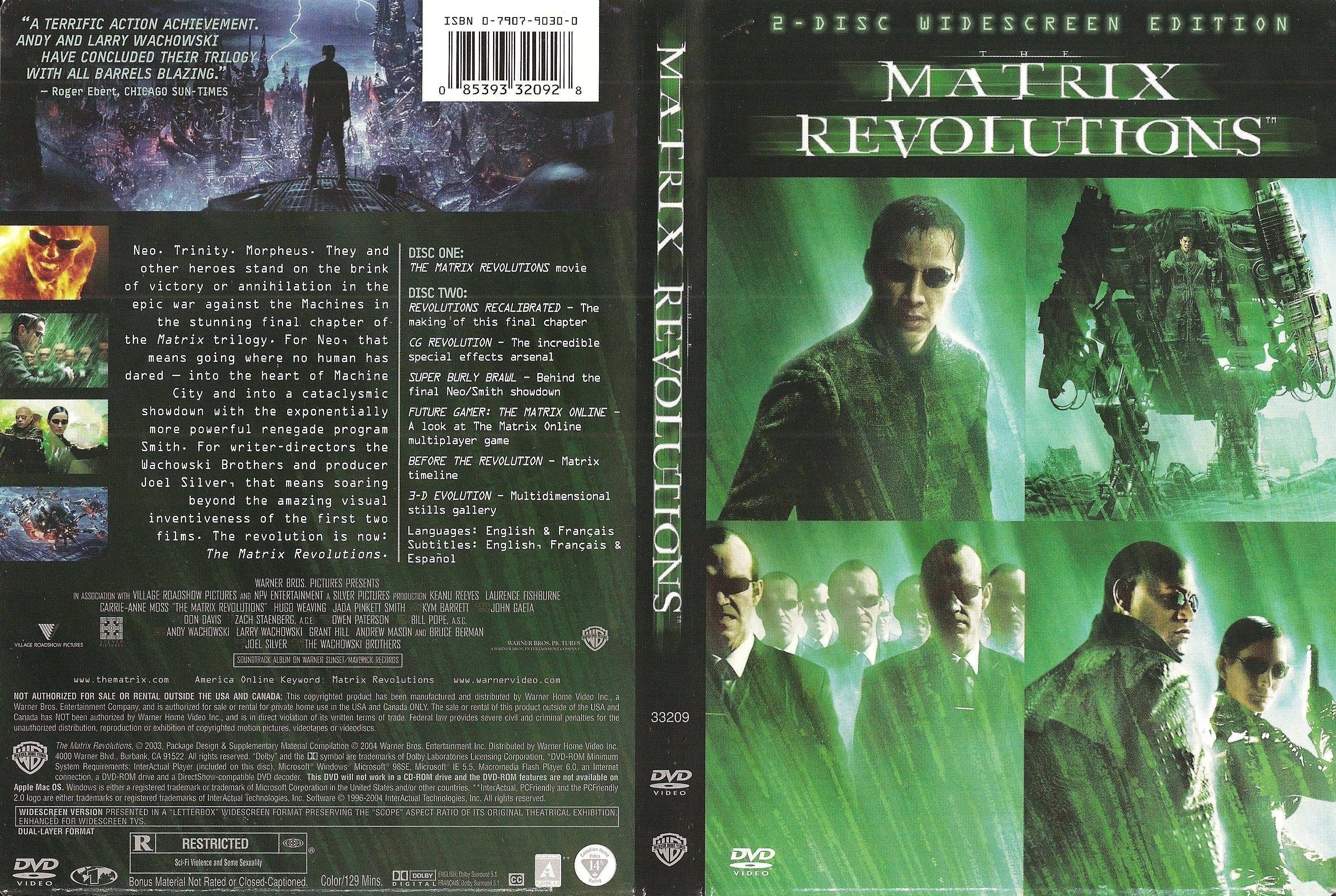 Jaquette DVD Matrix Revolutions (Canadienne)