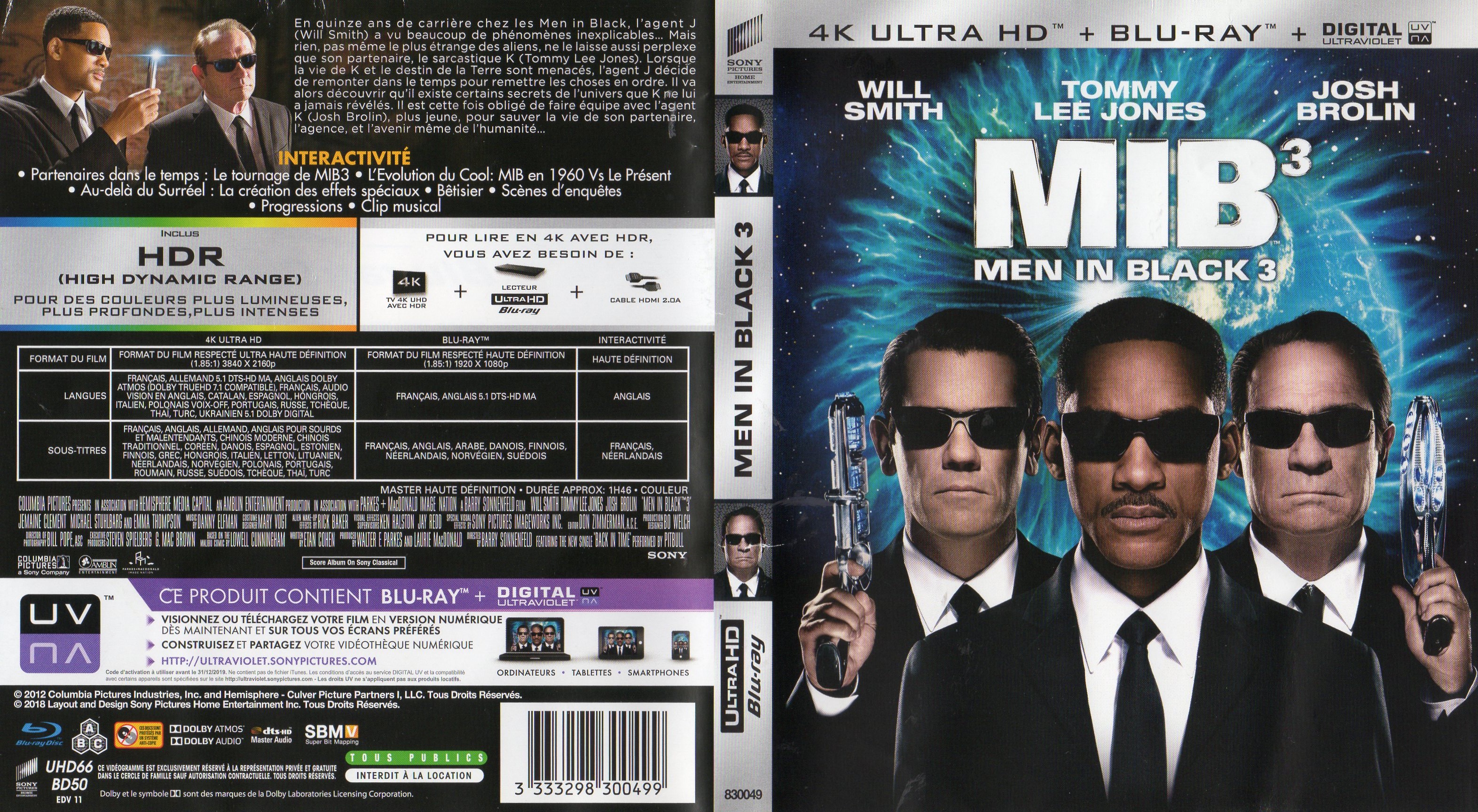 Jaquette DVD Men in Black 3 4K (BLU-RAY)