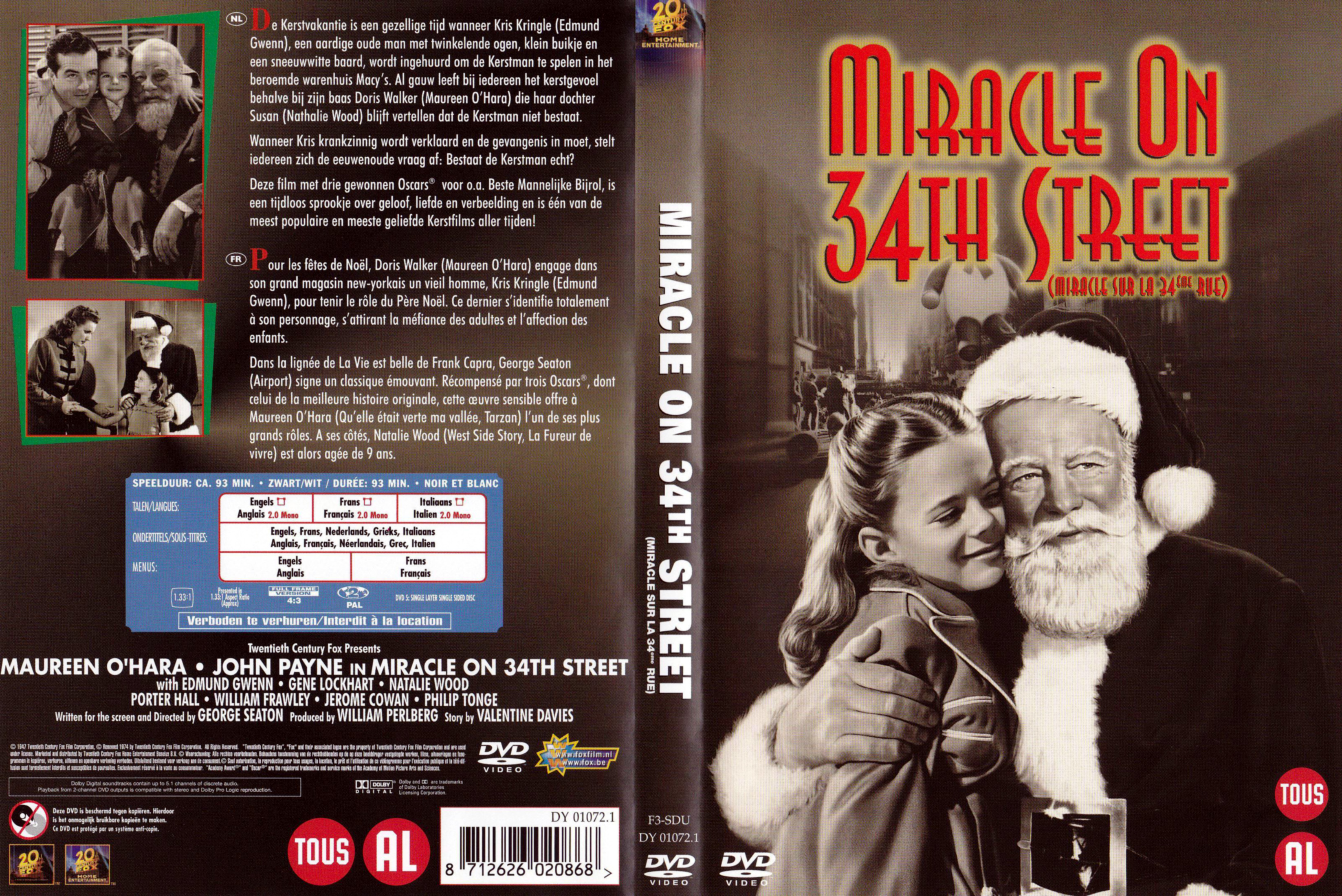 Jaquette DVD Miracle sur la 34 me rue (1947)