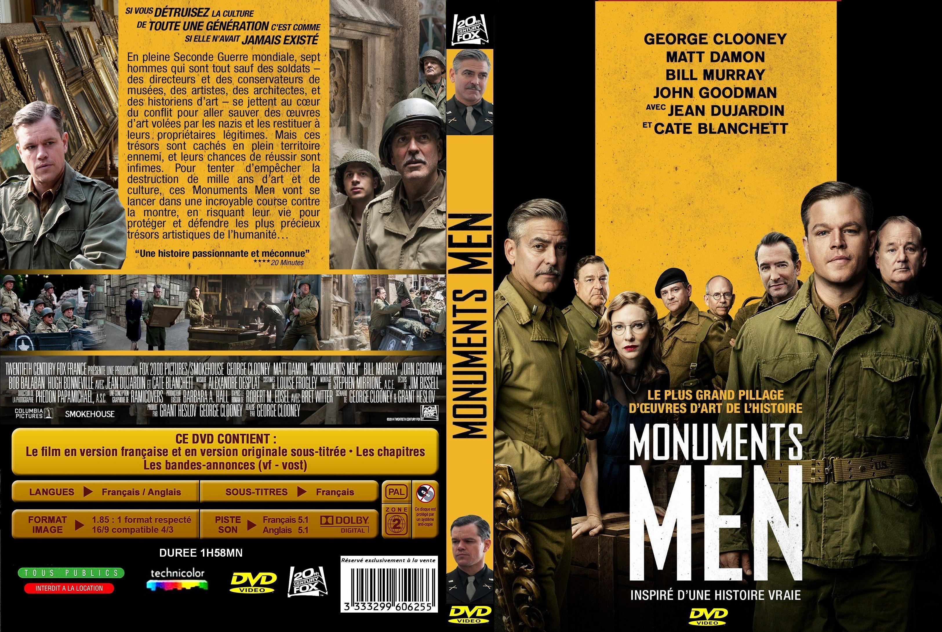 Jaquette DVD Monuments Men custom