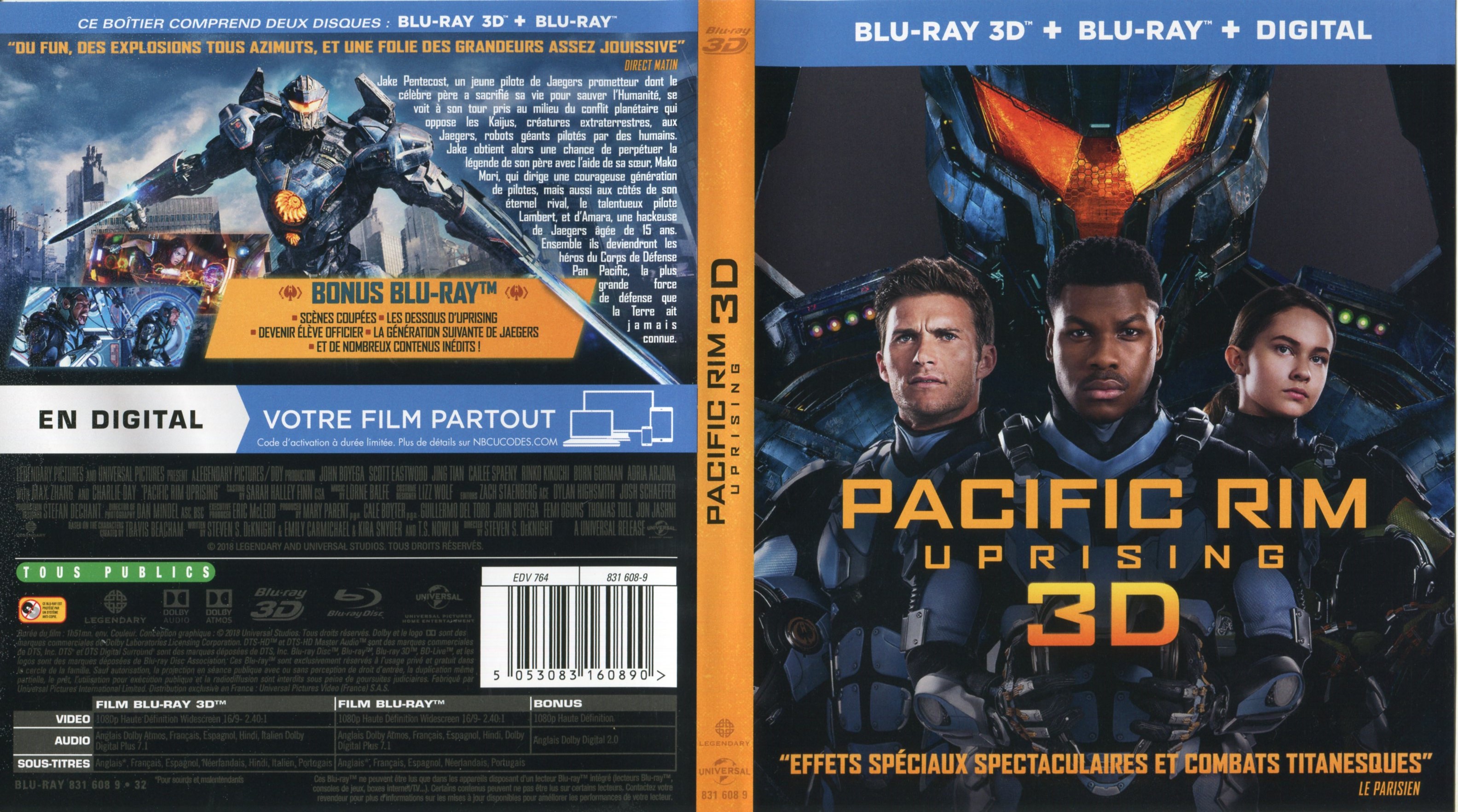 Jaquette DVD Pacific Rim Uprinsing 3D (BLU-RAY)