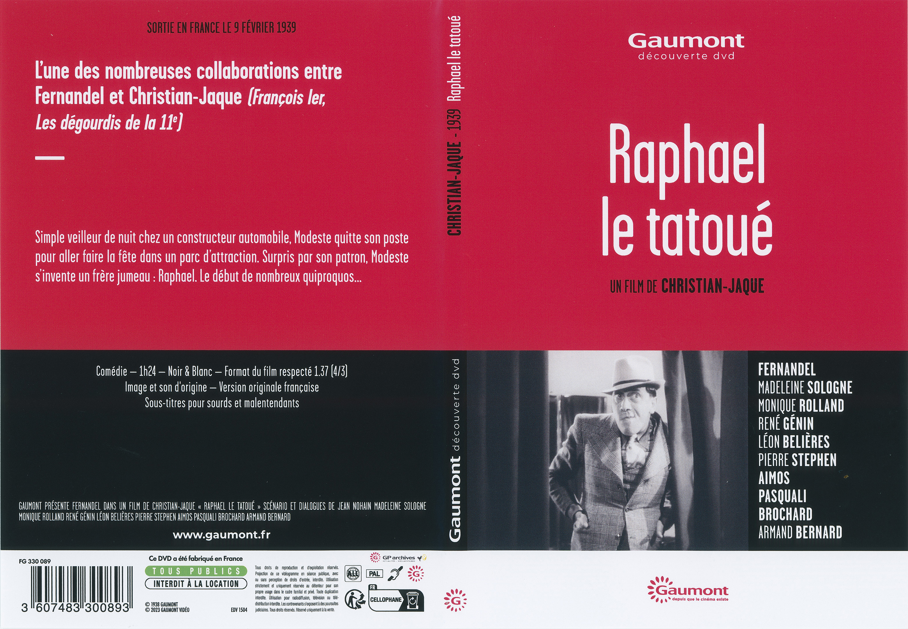 Jaquette DVD Raphael le tatou