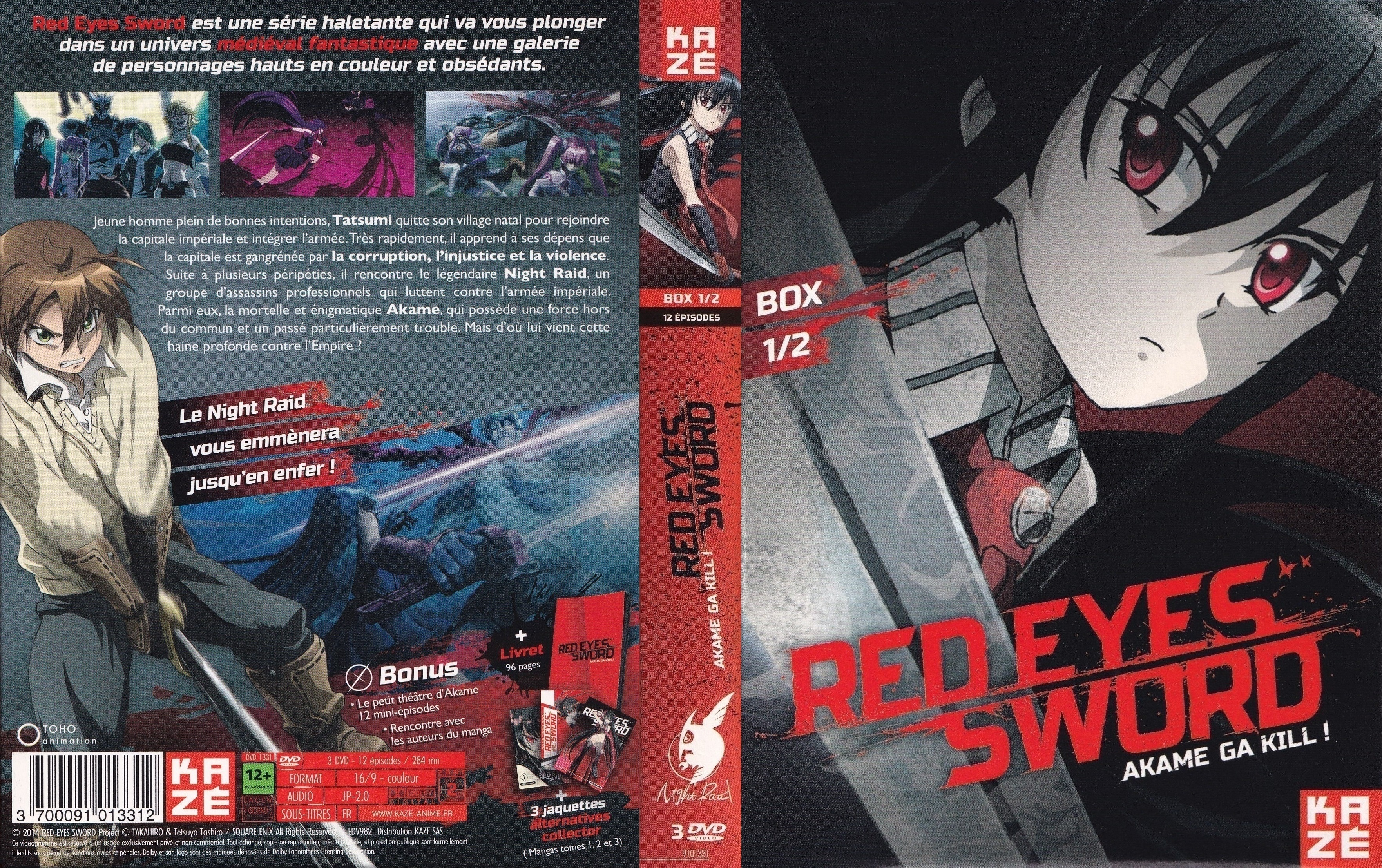 Jaquette DVD Red Eyes Sword - Akame Ga Kill ! (Box 1sur2)