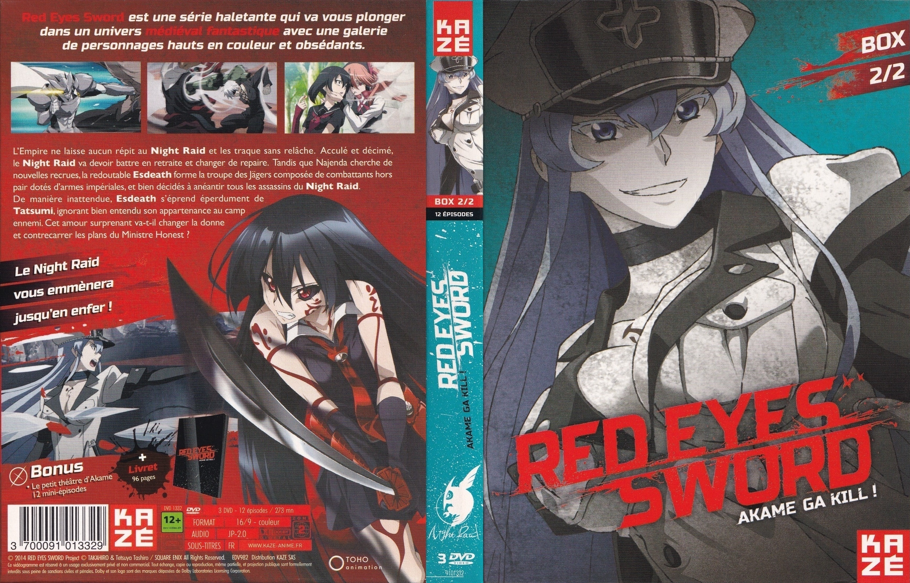 Jaquette DVD Red Eyes Sword - Akame Ga Kill ! (Box 2sur2)