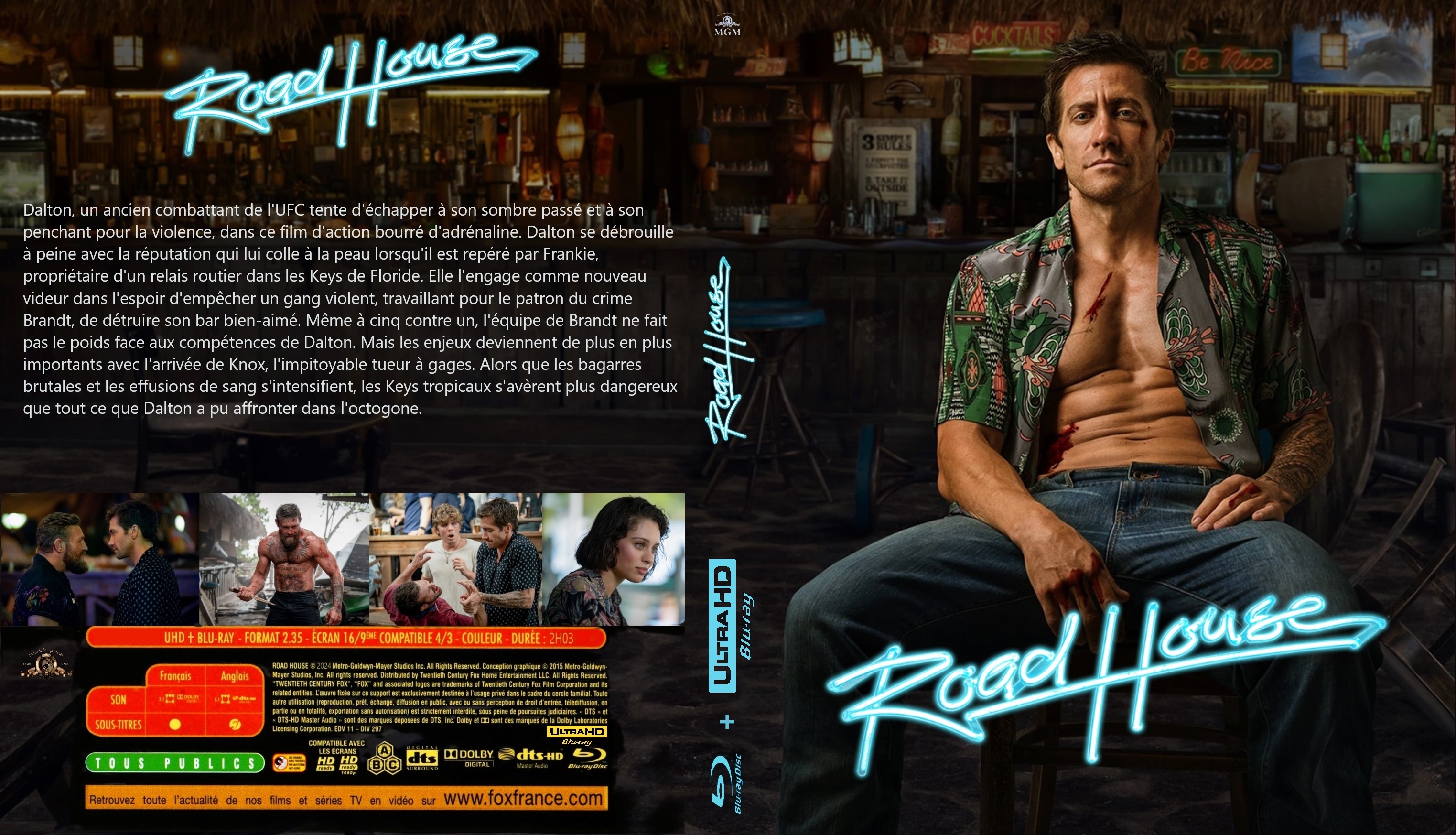 Jaquette DVD Road house 2024 custom 4K (BLU-RAY)