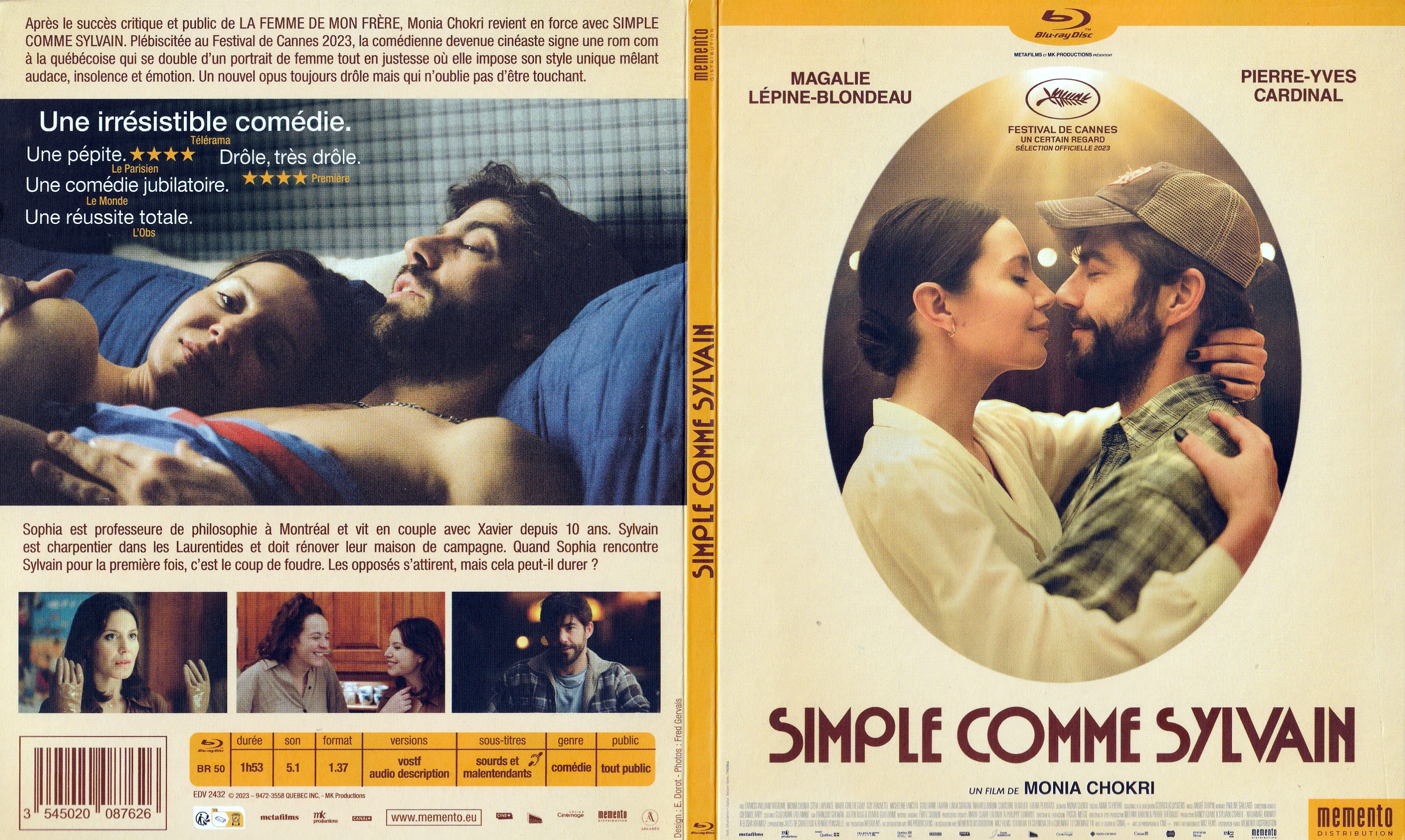 Jaquette DVD Simple comme Sylvain (BLU-RAY)