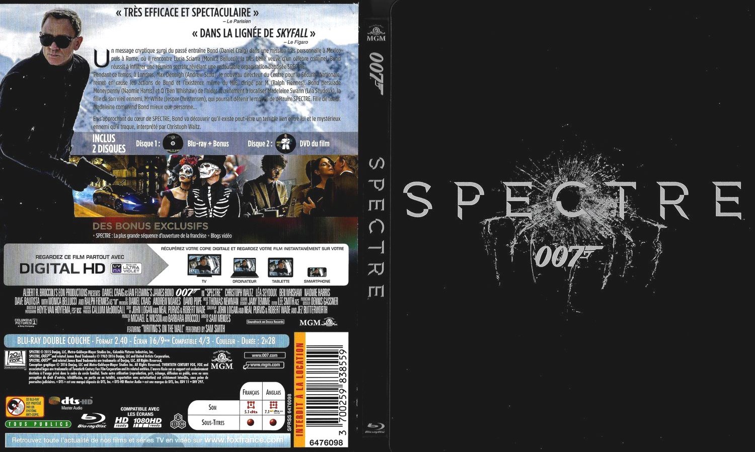 Jaquette DVD Spectre steelbook (BLU-RAY)