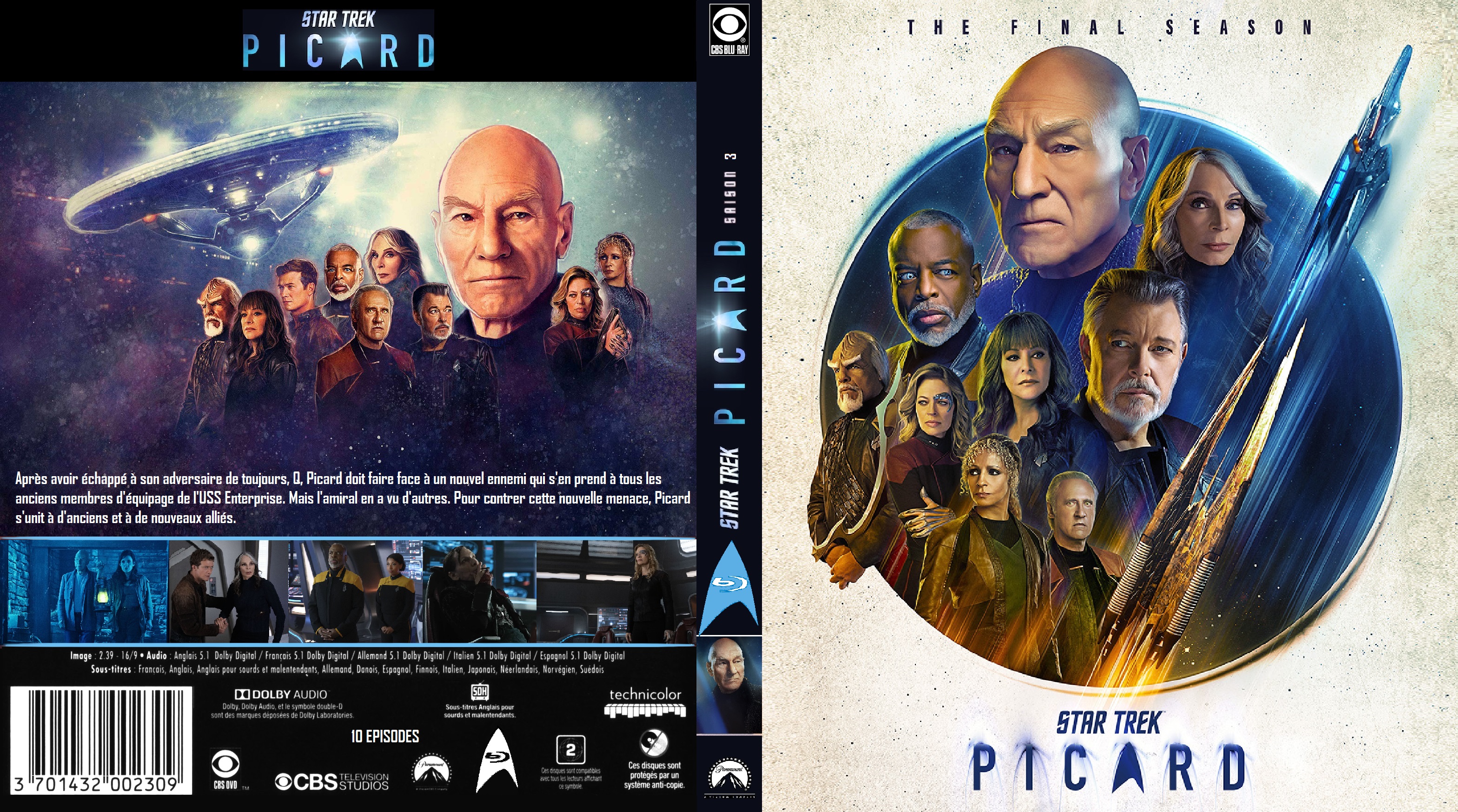 Jaquette DVD Star Trek Picard saison 3 Blu ray custom