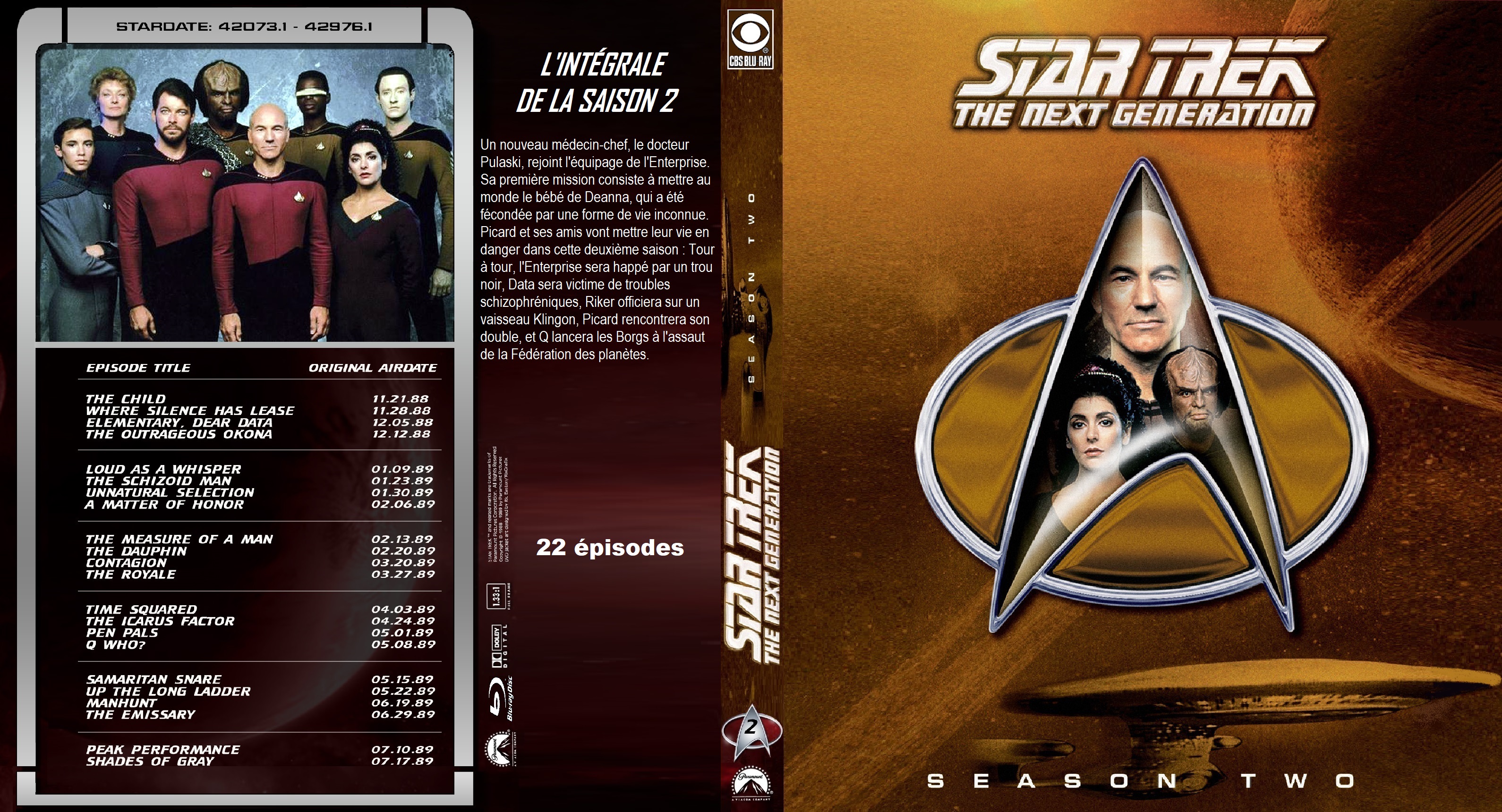 Jaquette DVD Star Trek The Next Generation saison 2 custom (BLU-RAY)