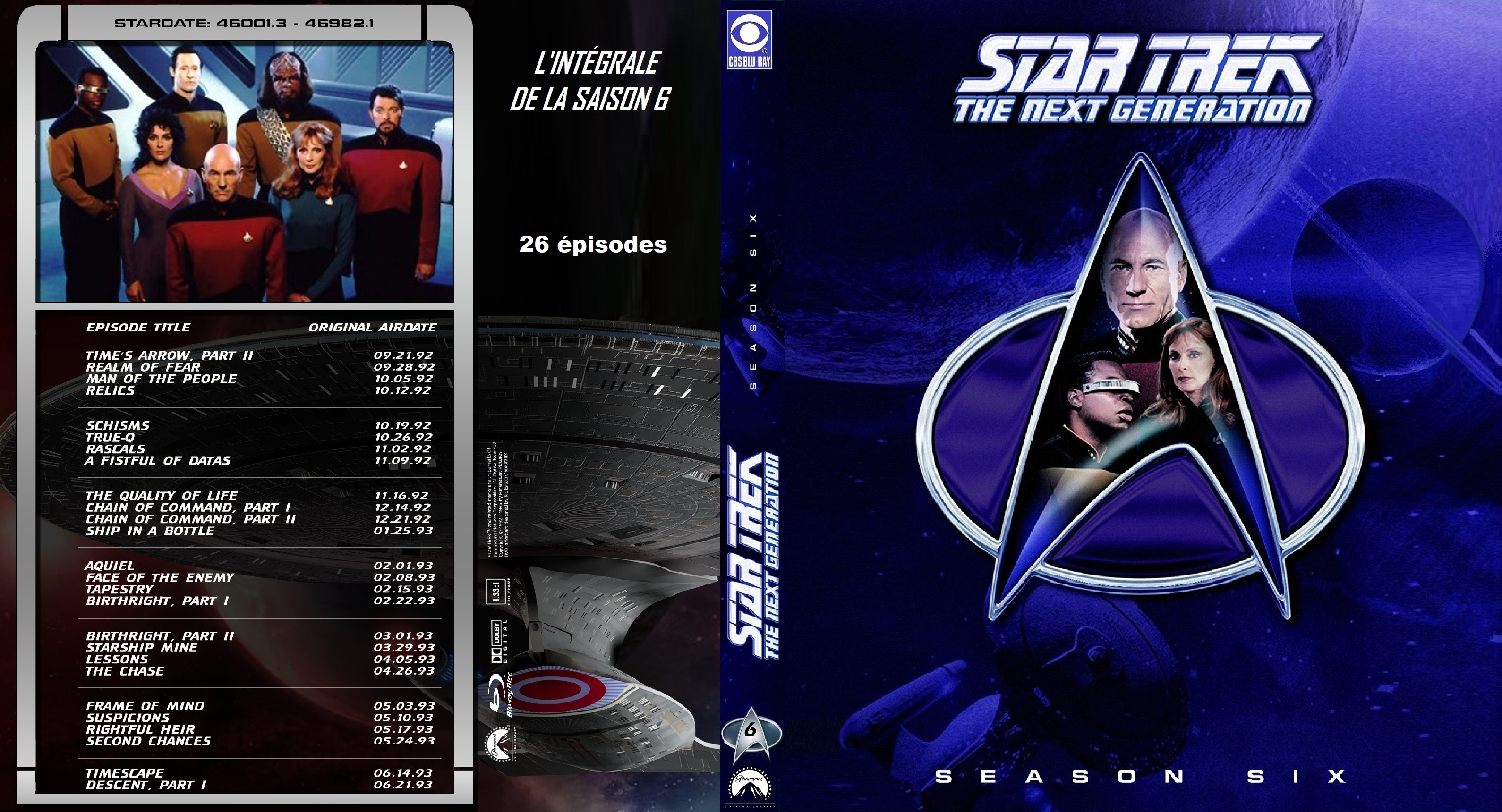 Jaquette DVD Star Trek The Next Generation saison 6 custom (BLU-RAY)