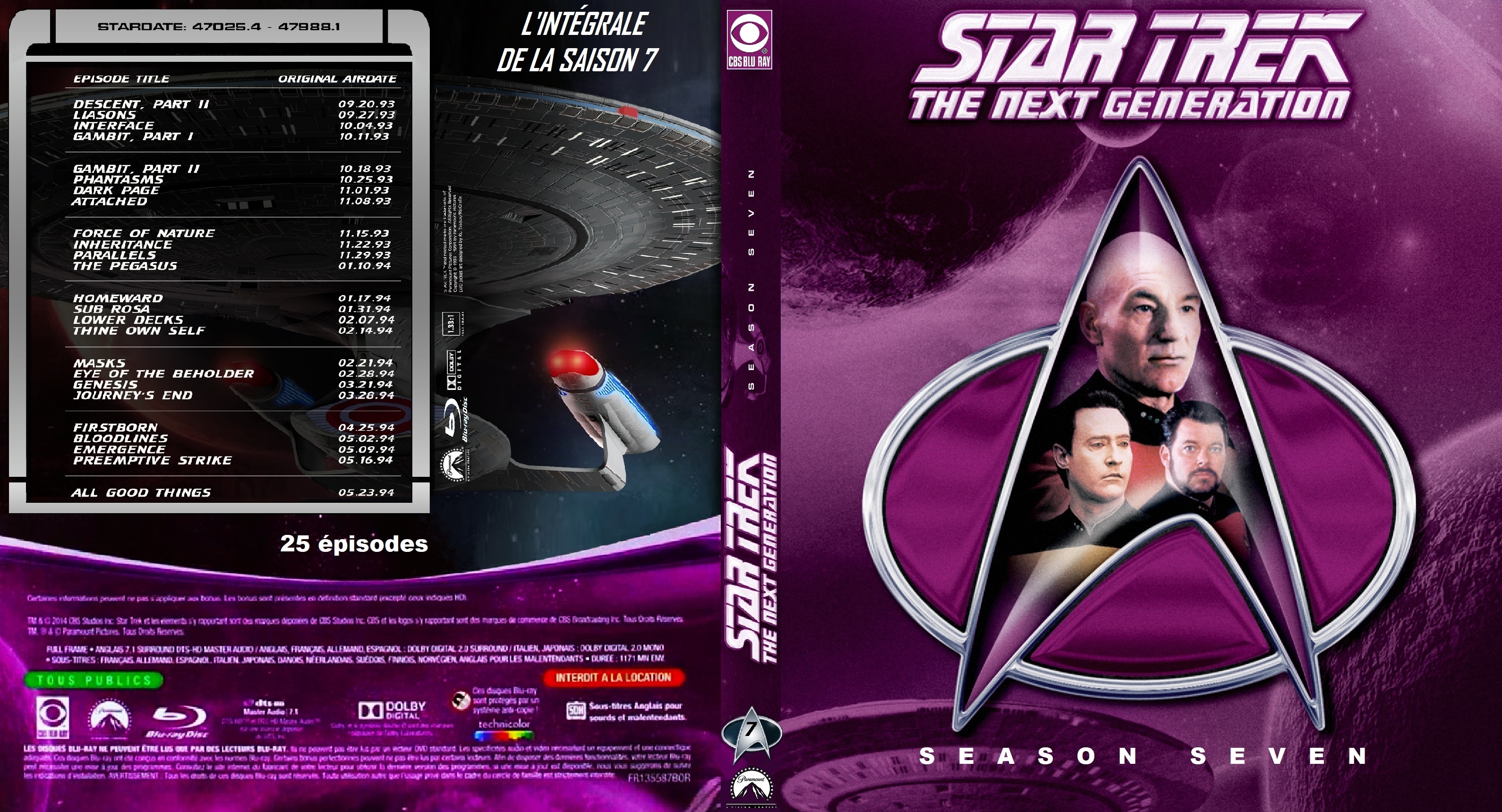 Jaquette DVD Star Trek The Next Generation saison 7 custom (BLU-RAY)