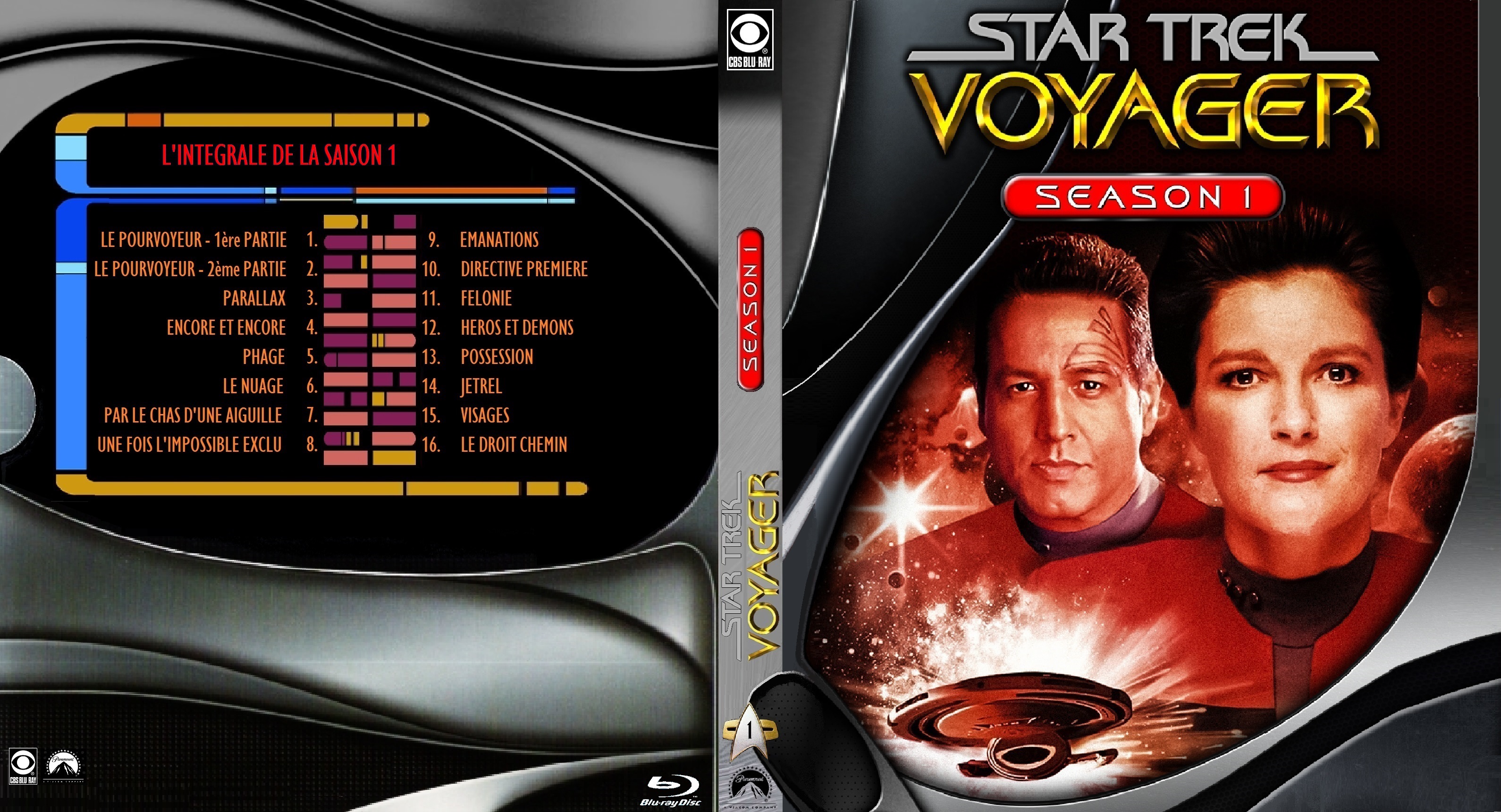 Jaquette DVD Star Trek Voyager saison 1 custom (BLU-RAY)