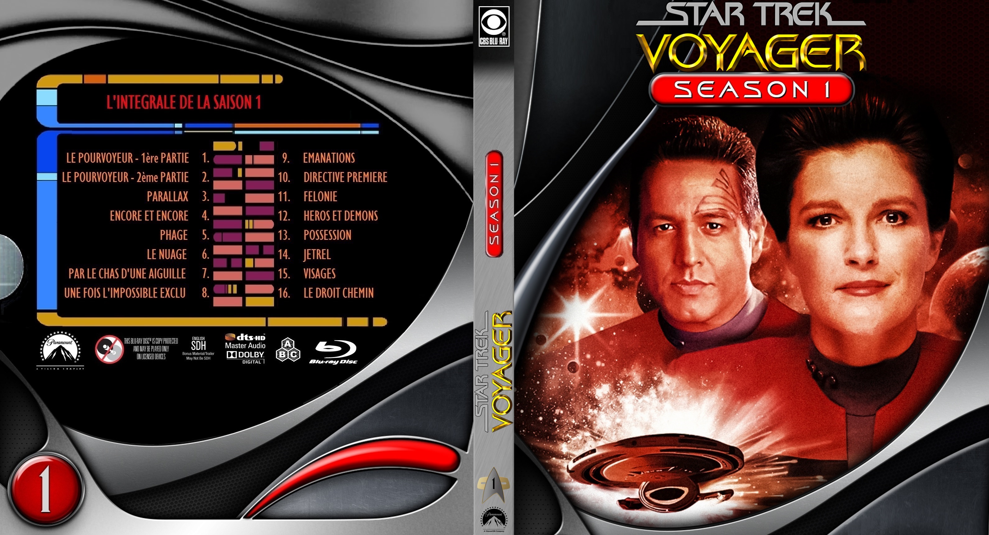 Jaquette DVD Star Trek Voyager saison 1 custom (BLU-RAY) v2