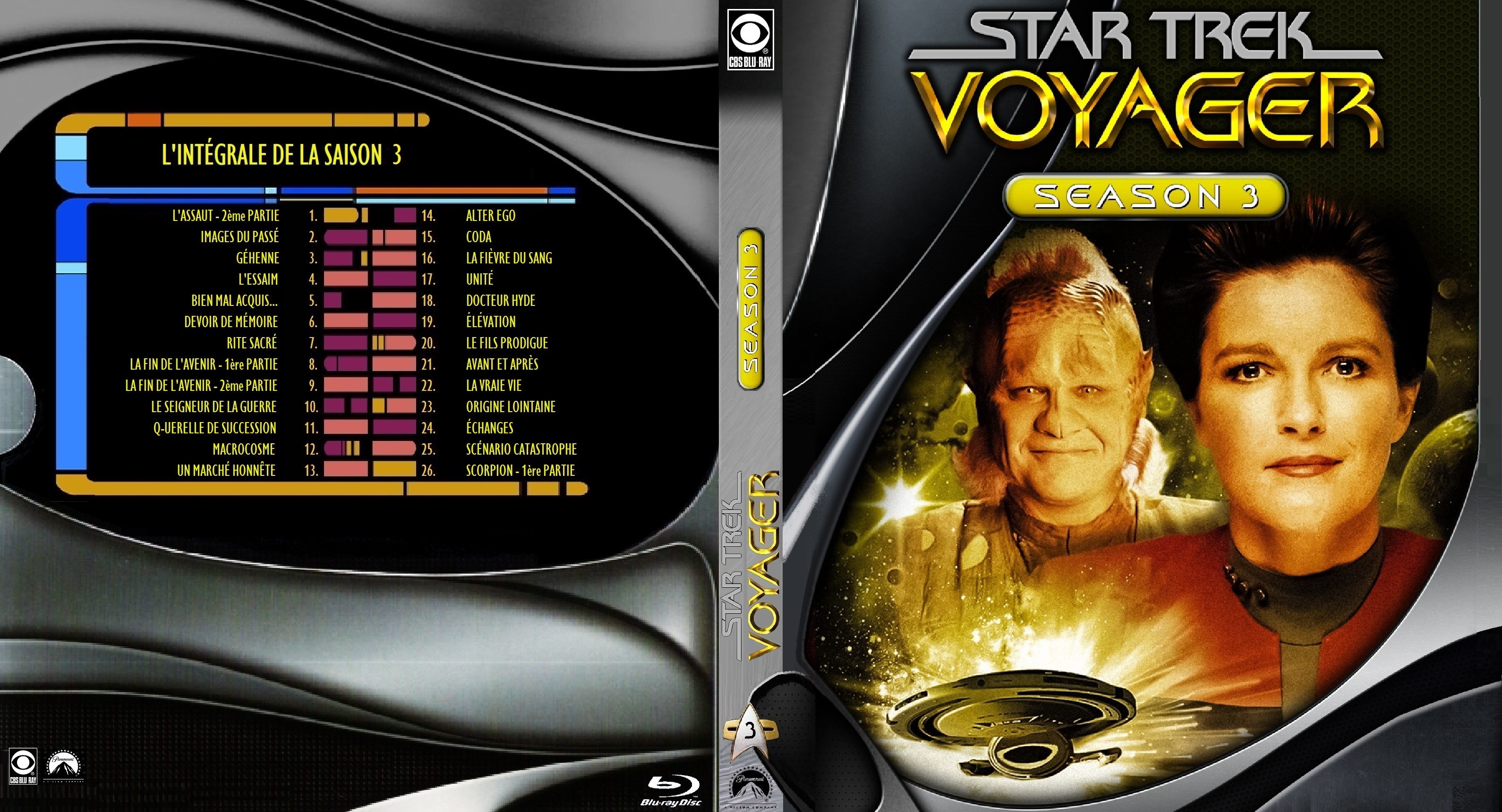 Jaquette DVD Star Trek Voyager saison 3 custom (BLU-RAY)