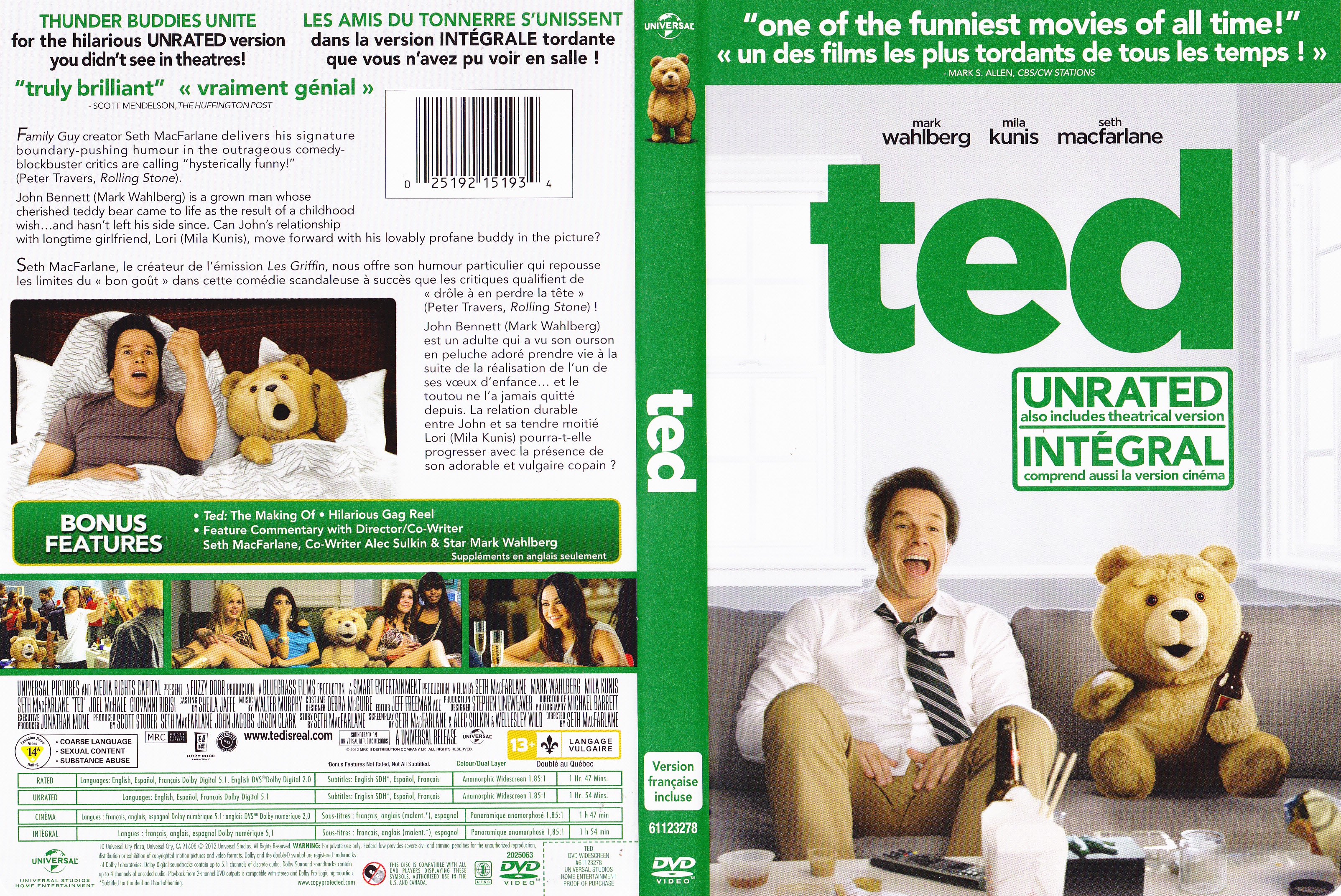 Jaquette DVD Ted (Canadienne)