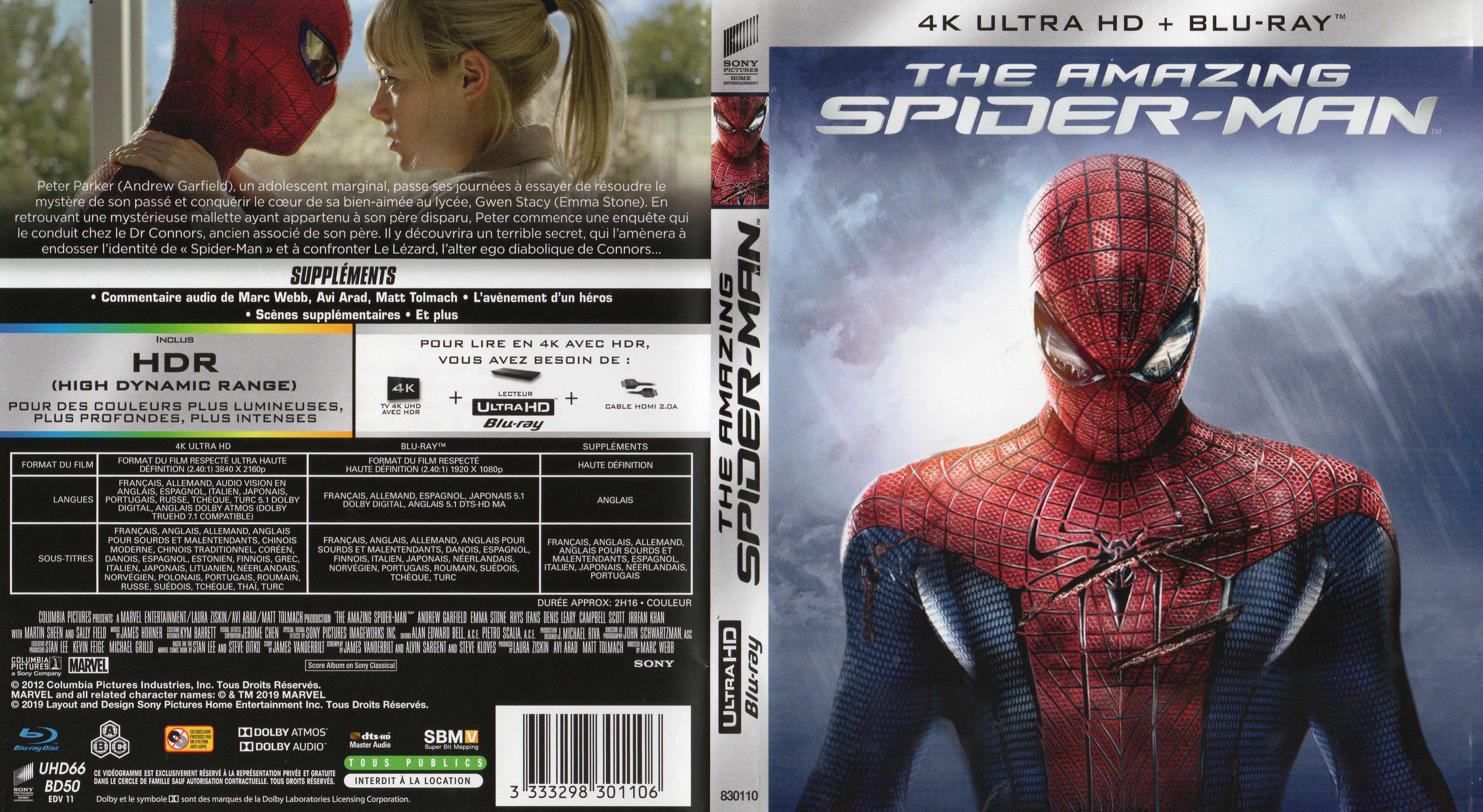 Jaquette DVD The amazing spider-man 4K (BLU-RAY) v2